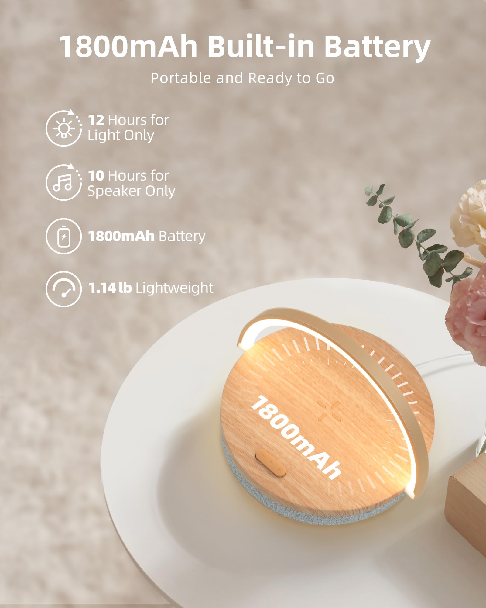 Ezvalo Birthday Gifts For Women, Music Table Lamp With Wireless Charger, 4 In 1 Touch Bedside Lamp, Bluetooth Speaker, Phone Hol