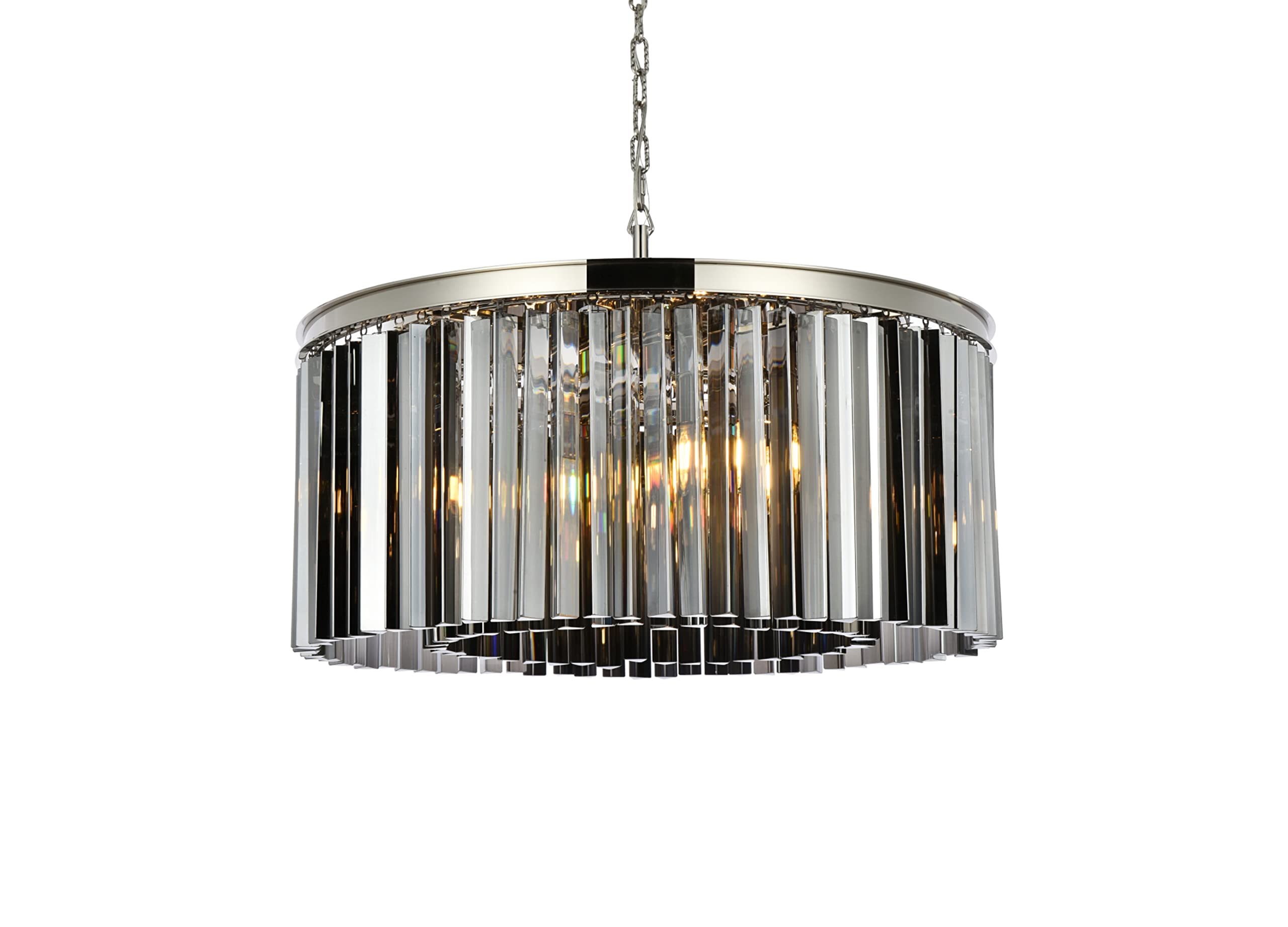 Elegant Lighting Sydney Collection 1208D31PN-SS/RC 8-Light Pendant Lamp with Royal Cut Silver Shade Crystals, Polished Nickel Finish