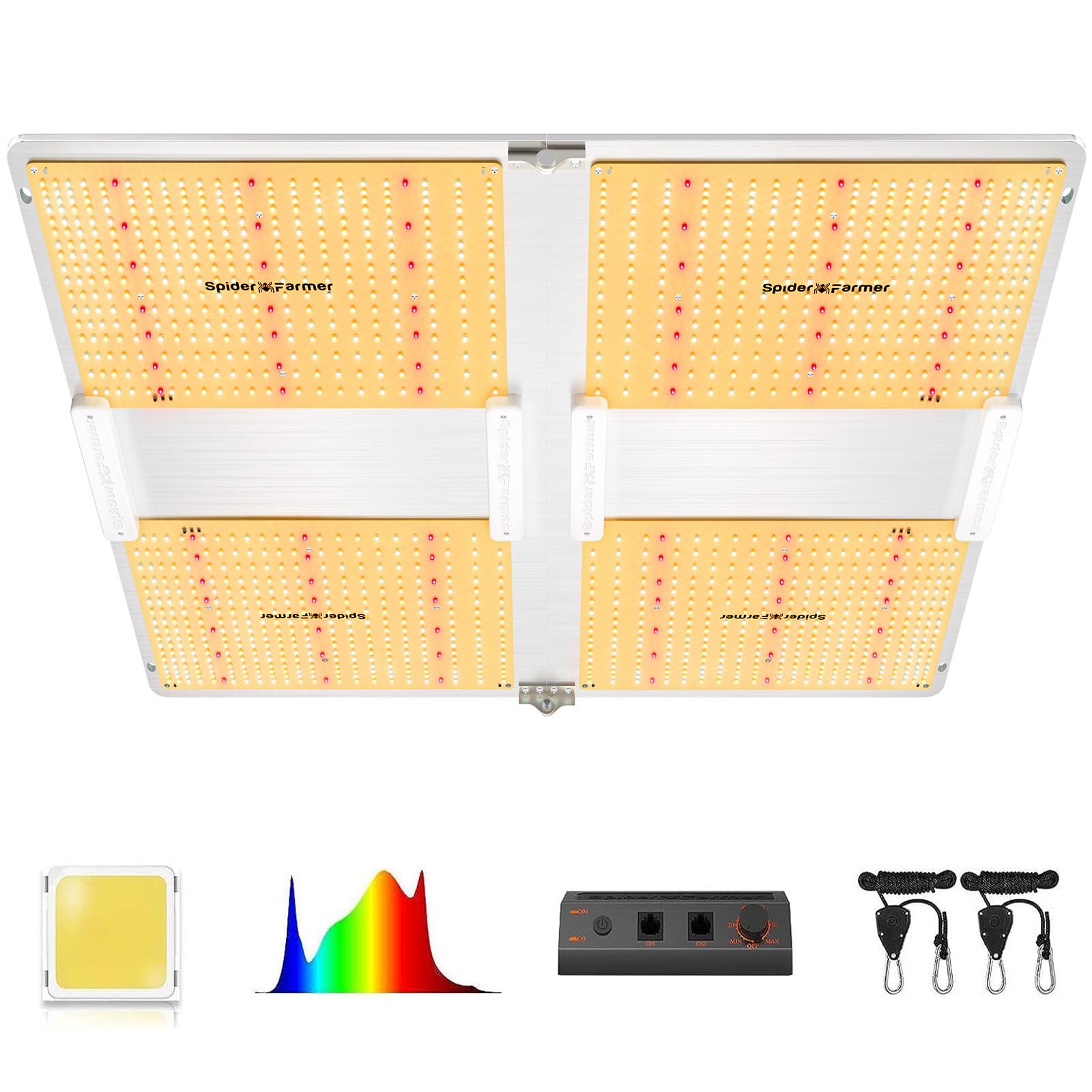 Spider Farmer Sf7000, Samsung Lm301B Diodes Led Grow Light, Full Spectrum Plant Grow Light, 650W Dimmable & High Efficiency & Uniform Ppfd Commercial Lamps For Seedling Veg & Bloom In 5X5 Grow Tent