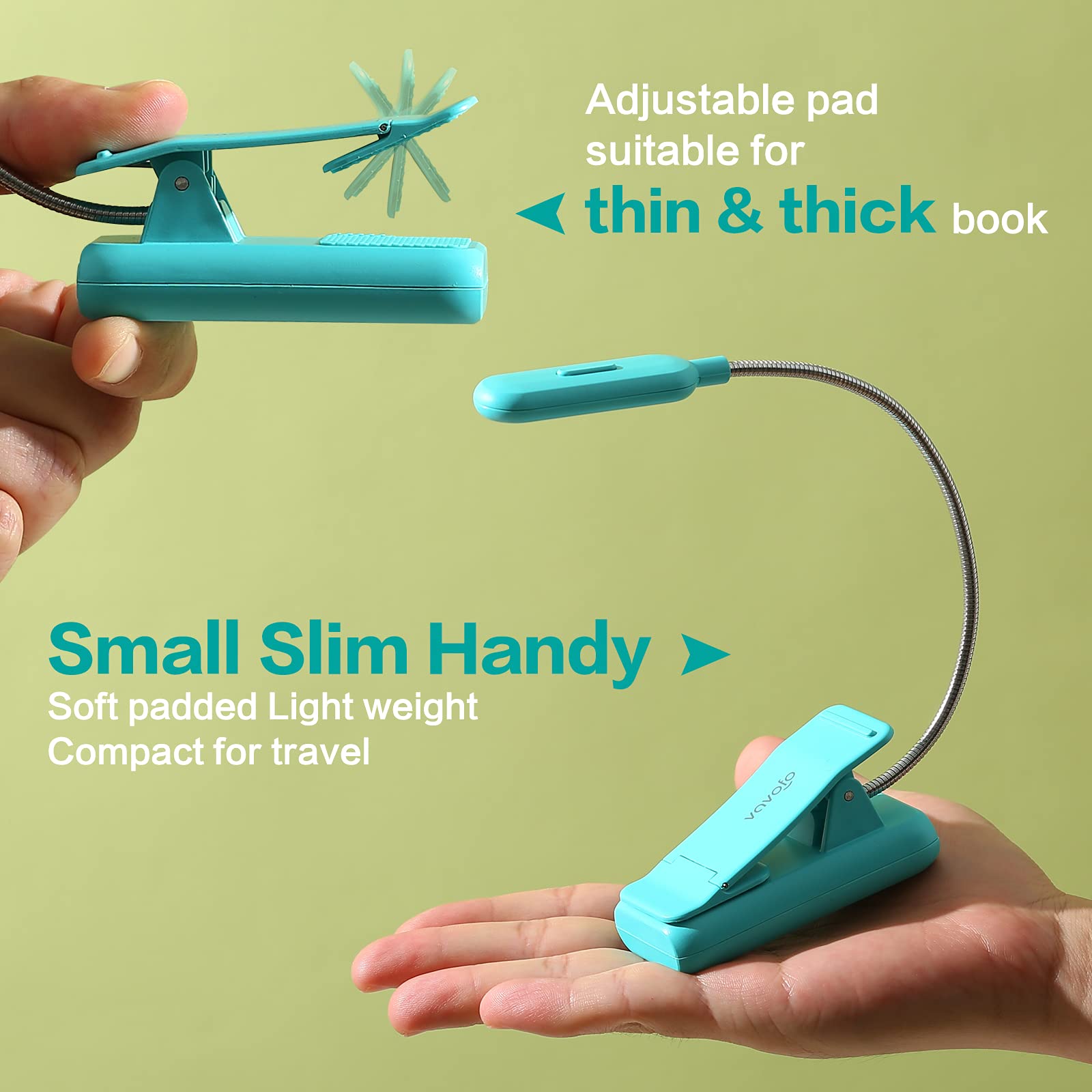 Vavofo Clip On Rechargeable Reading Light, 7 Leds With 3 Colortemperature 9 Brightness Levels Book Lights For Reading In Bed Wit