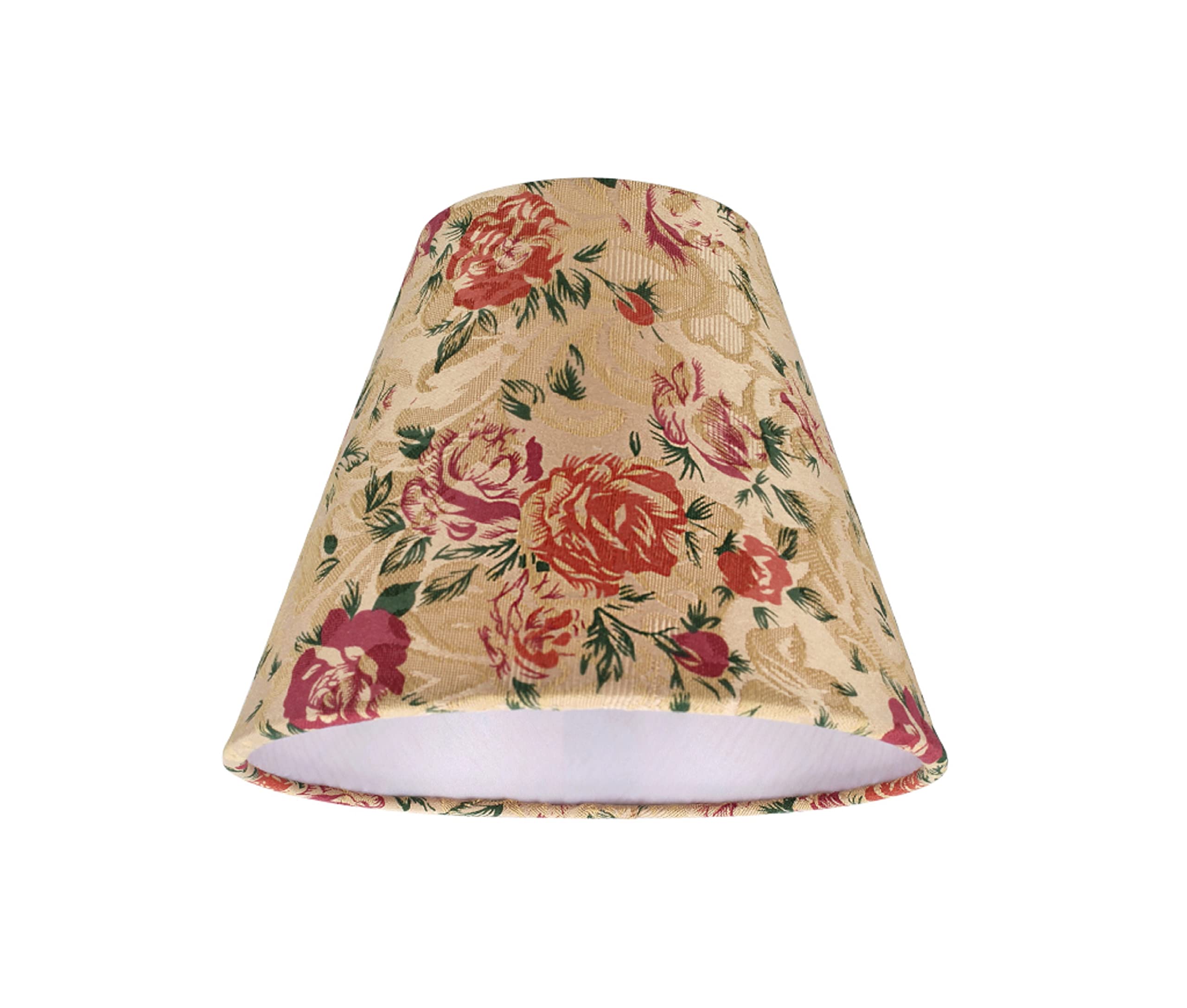 Aspen Creative 32003-5A, Empire Clip-On Chandelier Lamp Shade, Floral, 3&quot; Top X 6&quot; Bottom X 5&quot; Slant Height, Set Of 5