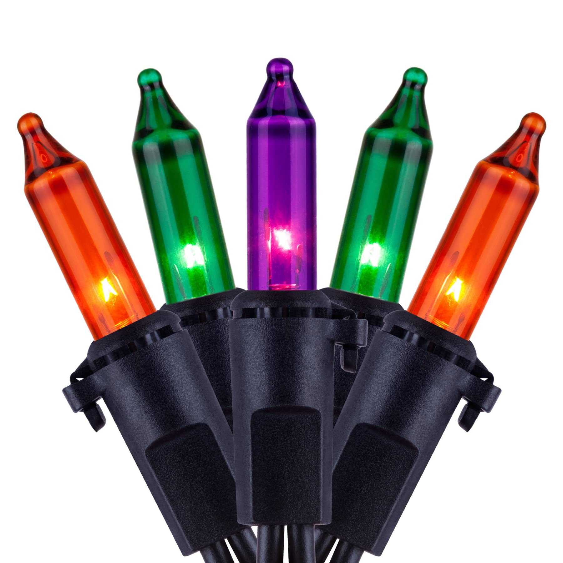 YULETIME Halloween String Lights, 200 Count Mini Lights, 66 Feet, UL Certified, Copper Wire, Orange Green & Purple, Model DDS-L-100E/2F(0.34