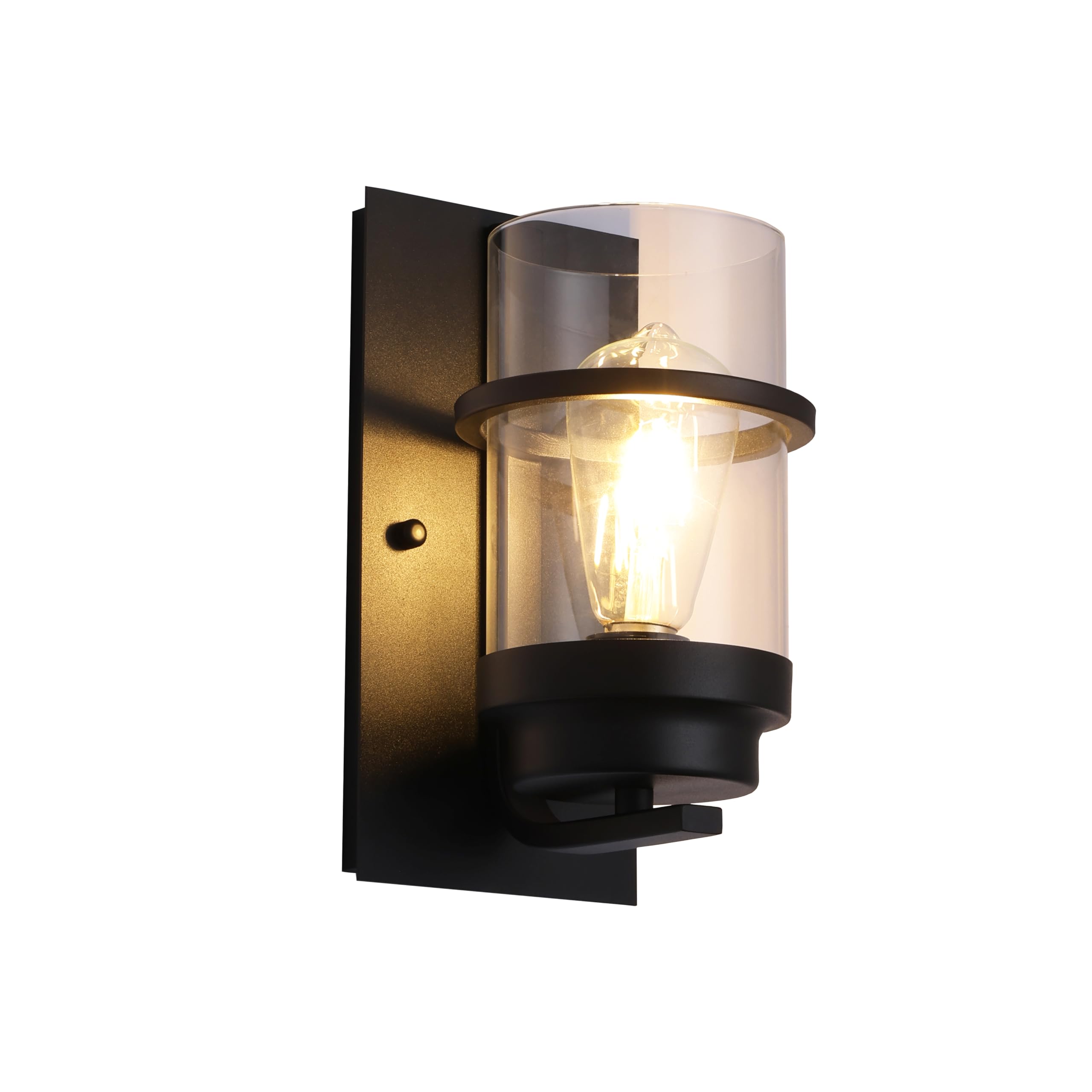 ZQLWLXYZD Modern Farmhouse Wall Sconce,Black Industrial Cylinder Glass Wall Light Fixture,Indoor Hardwired Wall Lamp for Bedroom