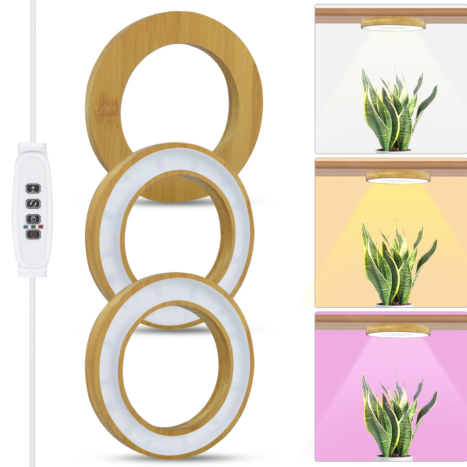 Aopeids Grow Light for Indoor Plants, 216 LEDs Full Spectrum Halo Plant Light with Auto On/Off Timer (4/8/12H), 10-Level Dimmabl