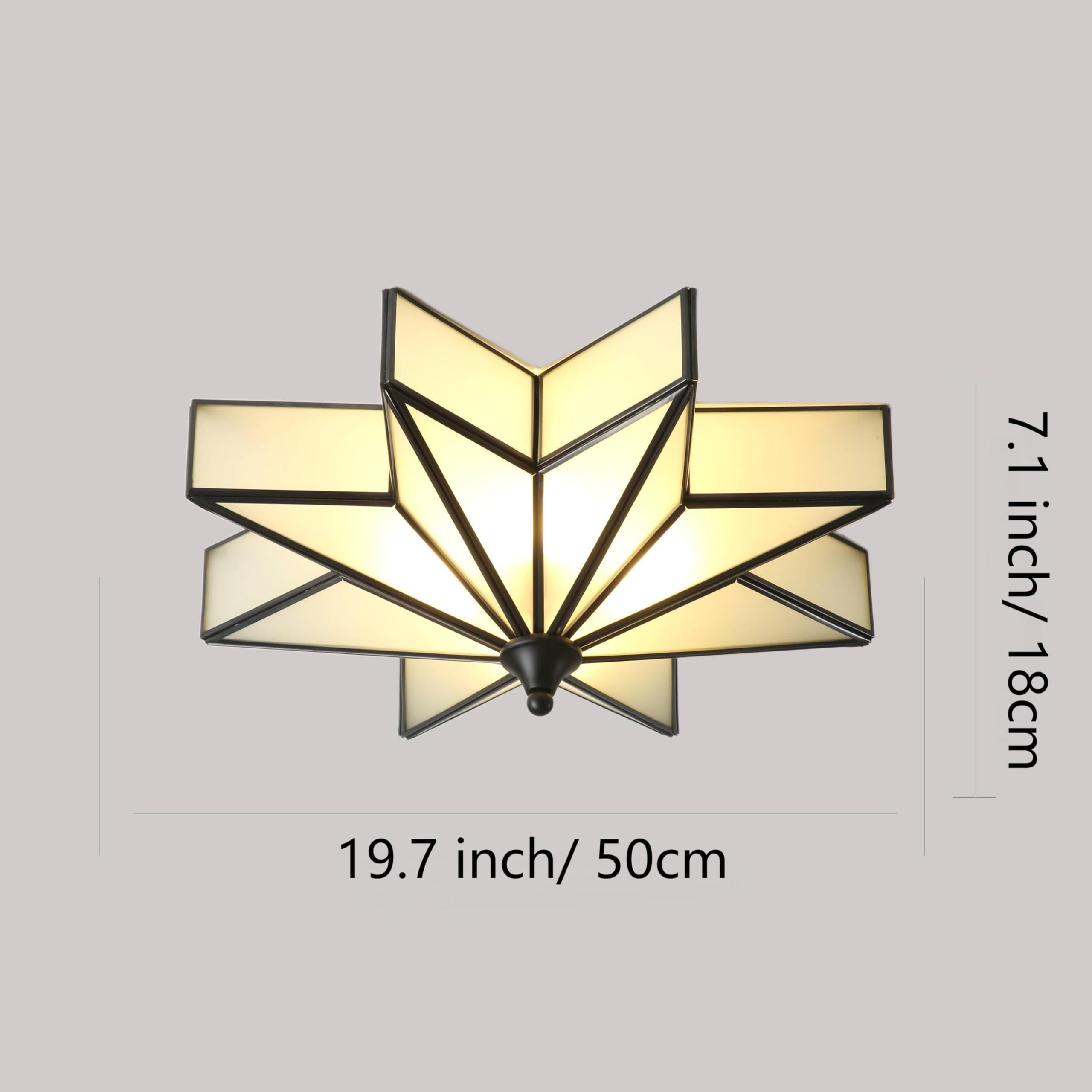 LIGHTLAND Flush Mount Ceiling Light, 4 Lights Brass, Glass Shade, 19.7 Inch, Black, Art Deco for Bedroom, Living Room, Hallway