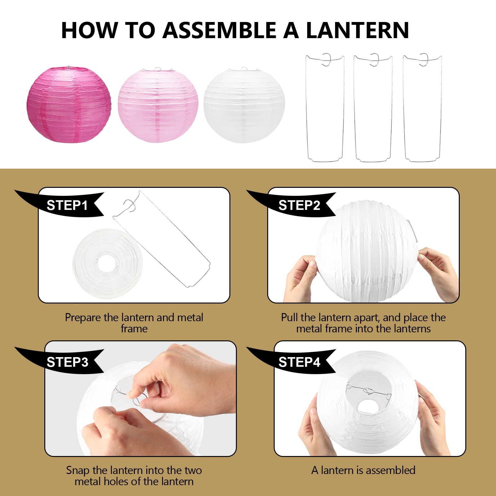 16Pcs Pink Paper Lanterns,Round Hanging Paper Lantern Party Decorations With Tape And String For Galentines Day,Birthday,Graduat