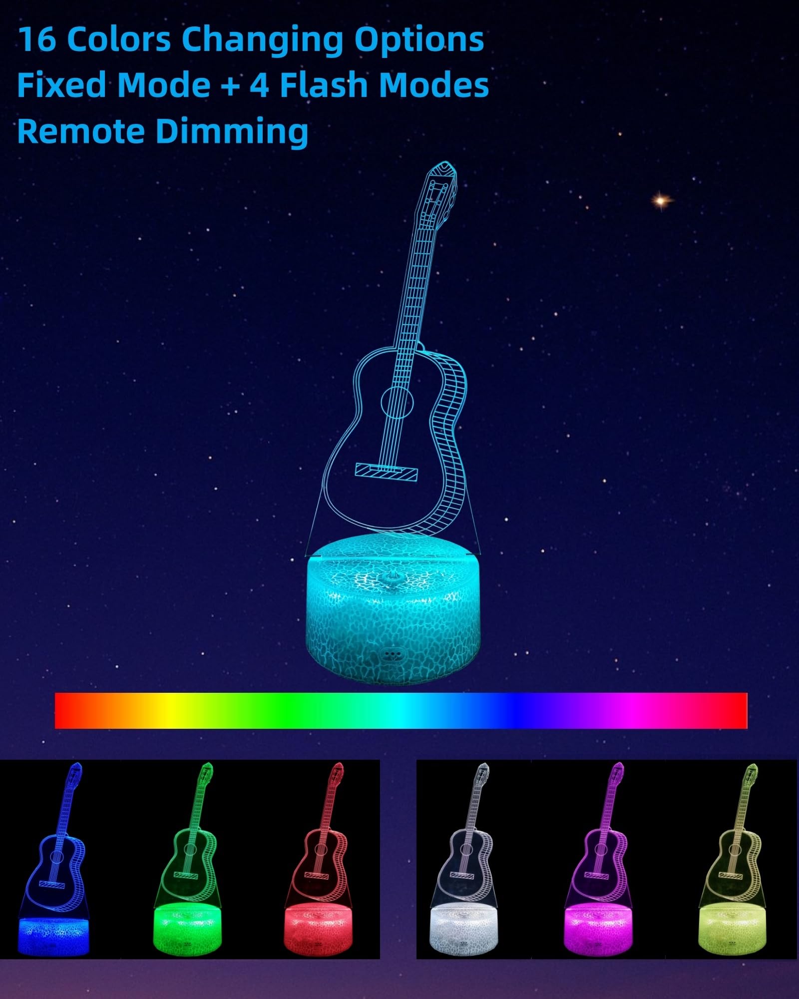 Kenmaca 3D Illusion Music Note Lamp, Multicolor, Touch & Remote Control, 16 Colors, Dimmable Night Light for Kids Bedroom