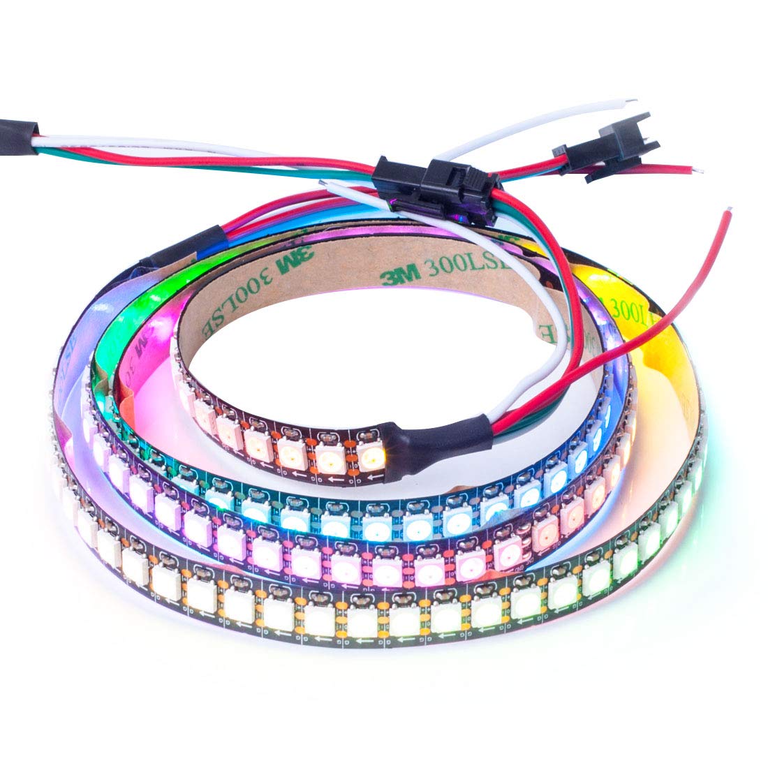 BTF-LIGHTING WS2812B LED Strip, 3.2FT 144 LED, Black FPCB, Chasing Effects, IP30, Model WS2812B1M144LB