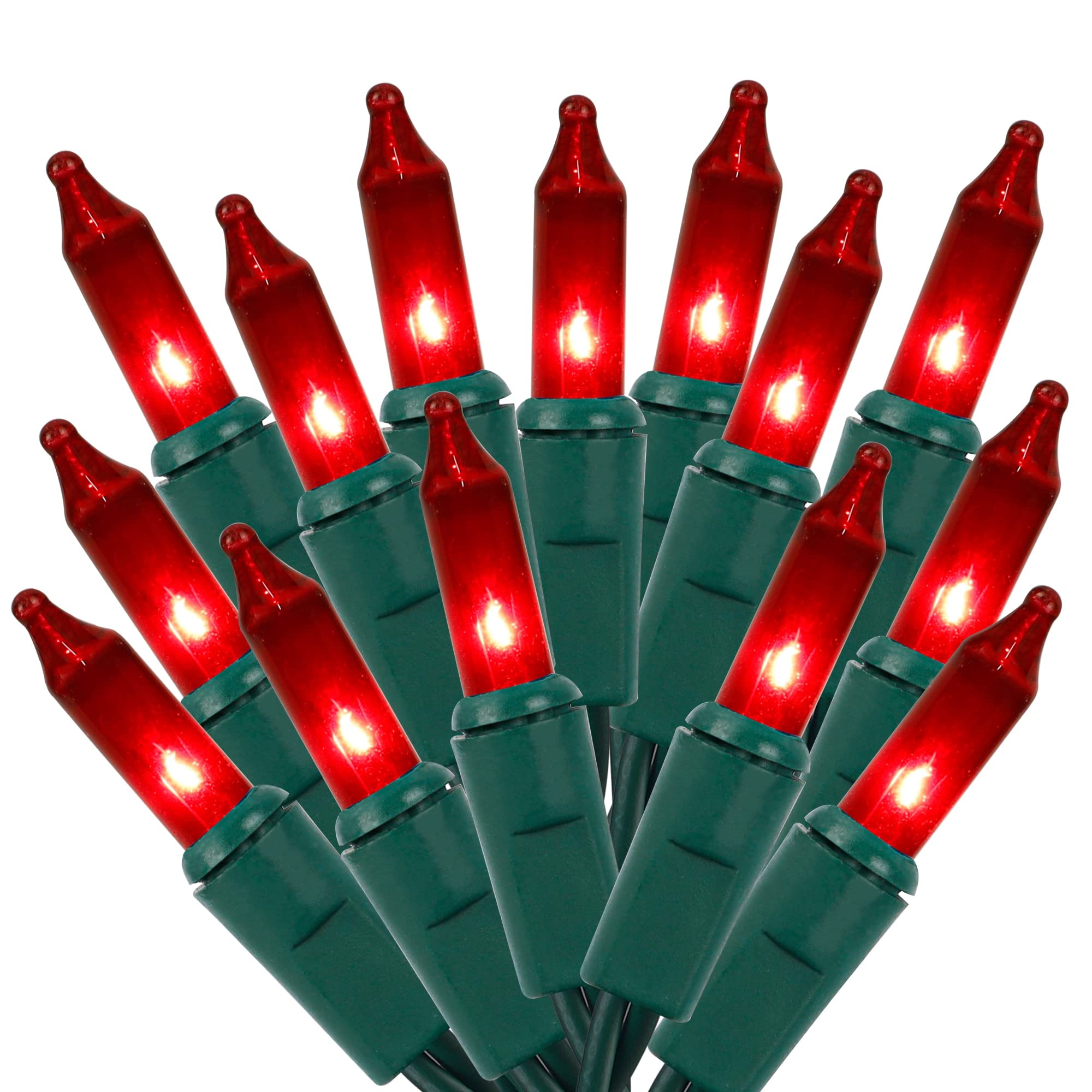 LJLNION Christmas String Lights, 150 Count, 33 FT, Incandescent, Red, UL Certified, Connectable for Indoor/Outdoor Decoration