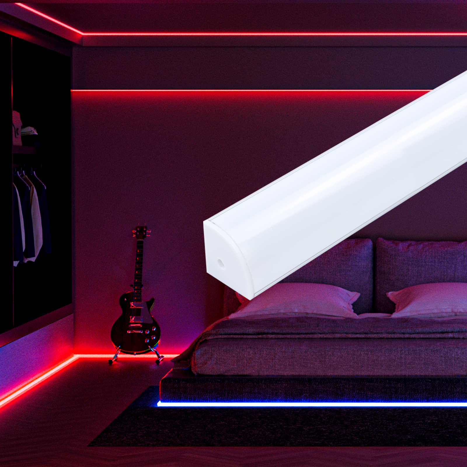 Muzata 10Pack 3.3Ft/1M Plus-Size 30X30Mm V Shape Spotless Silver Led Channel System With Milky White Cover For Led Strip Lights