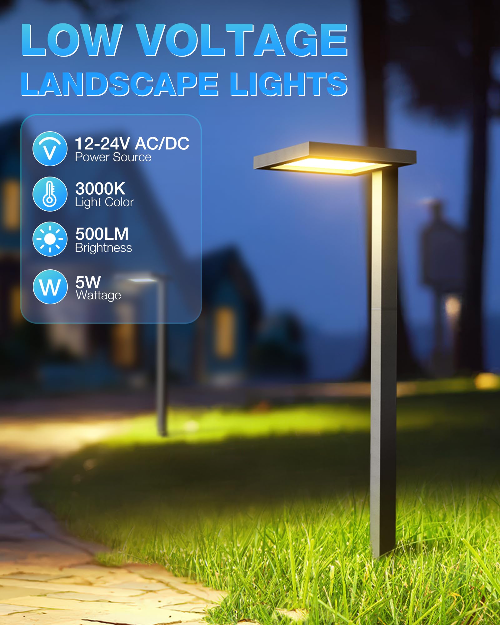 Sunvie Led Low Voltage Pathway Lights Wired 3000K Anti Glare Low Voltage Landscape Lighting Waterproof Path Lights Low Voltage L