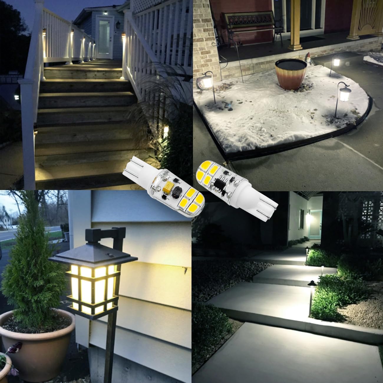 KAKEMONO 2W LED Bulb 10 Pack for 12V 24V Landscape Path Light, 6000K Daylight White, T5 T10 Wedge Base, RV