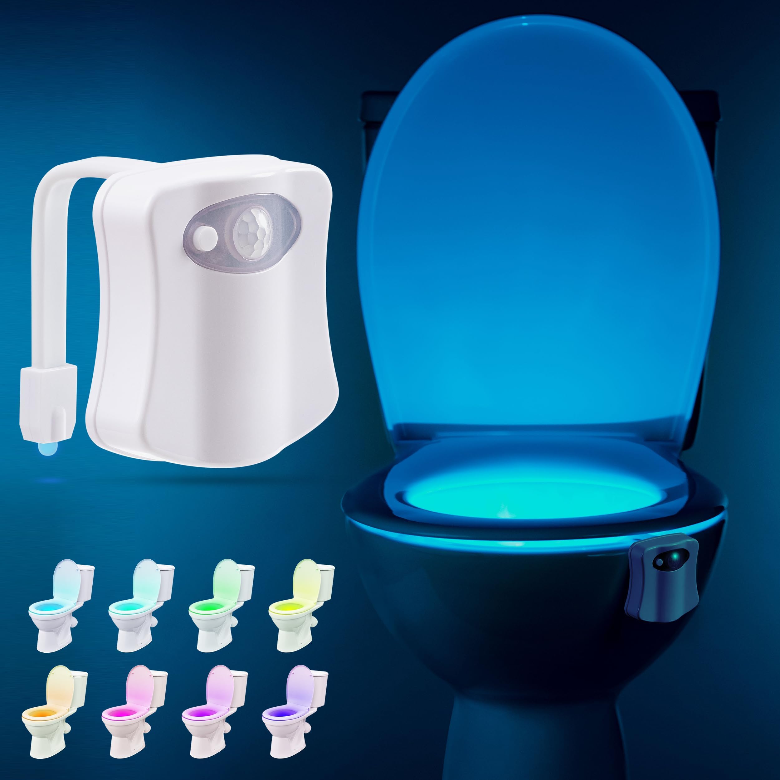 RainBowl Toilet Bowl Night Light - Unique Cool Gadget with Motion Sensors & Multi Color LED - Funny Gag Gifts for Men, Dad, Husb
