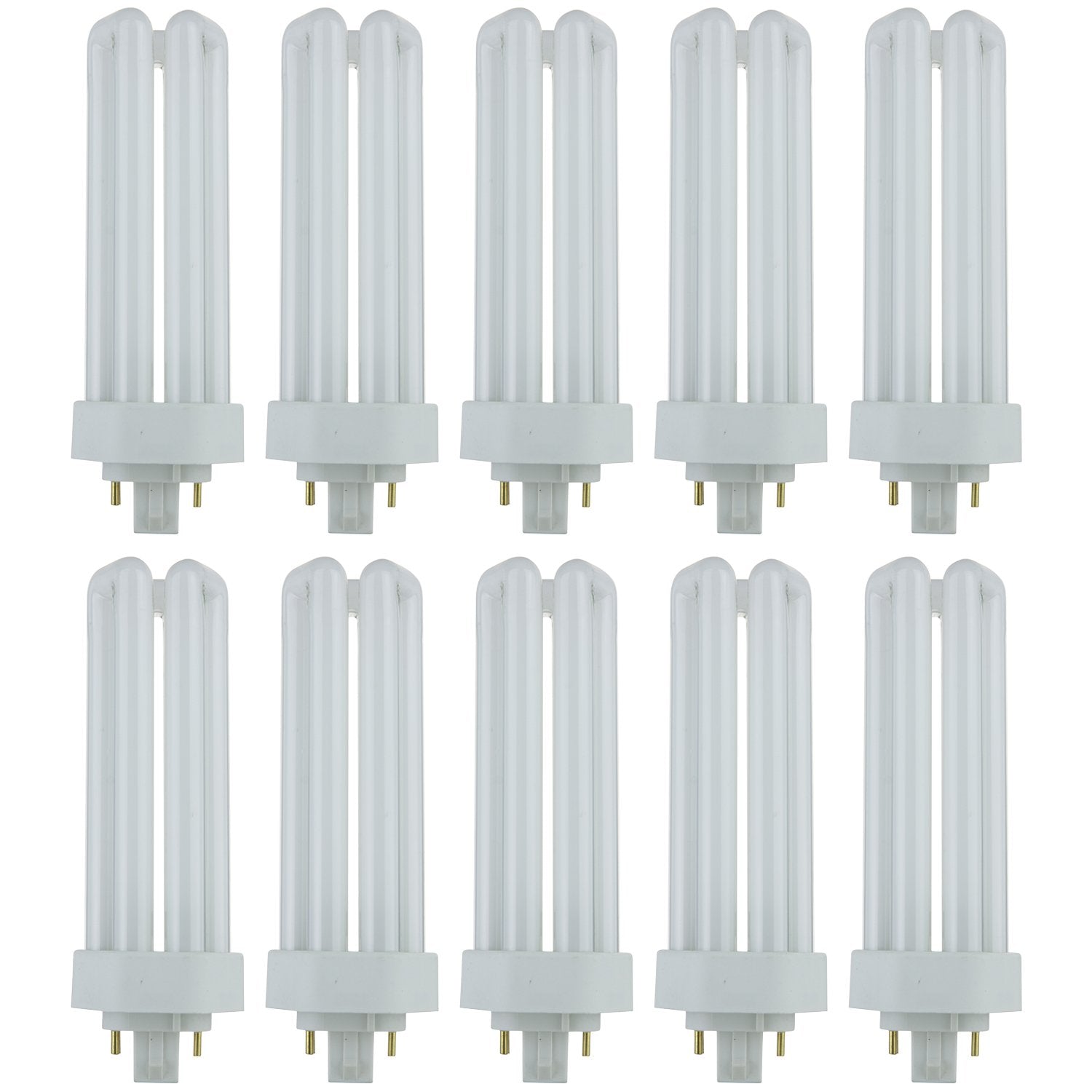 Sunlite CFL Plug-in PLT 4-Pin Triple Tube Light, 32 Watts, 4-Pin GX24q3 Base, 2400 Lumens, 3000K Warm White, 10 Pack