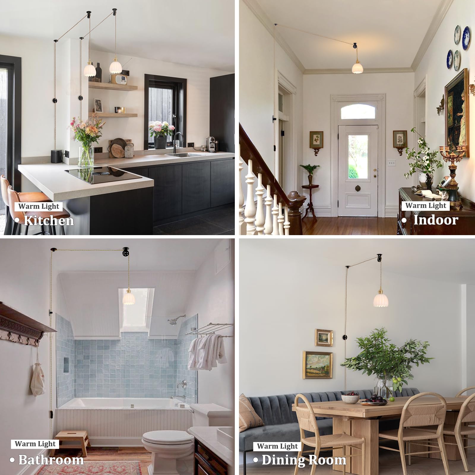 Shenmoyl Mini Plug In Pendant Light Hanging Light Fixture Corded On/Off Switch Brass Pendant Light With White Tulip Glass Lampsh