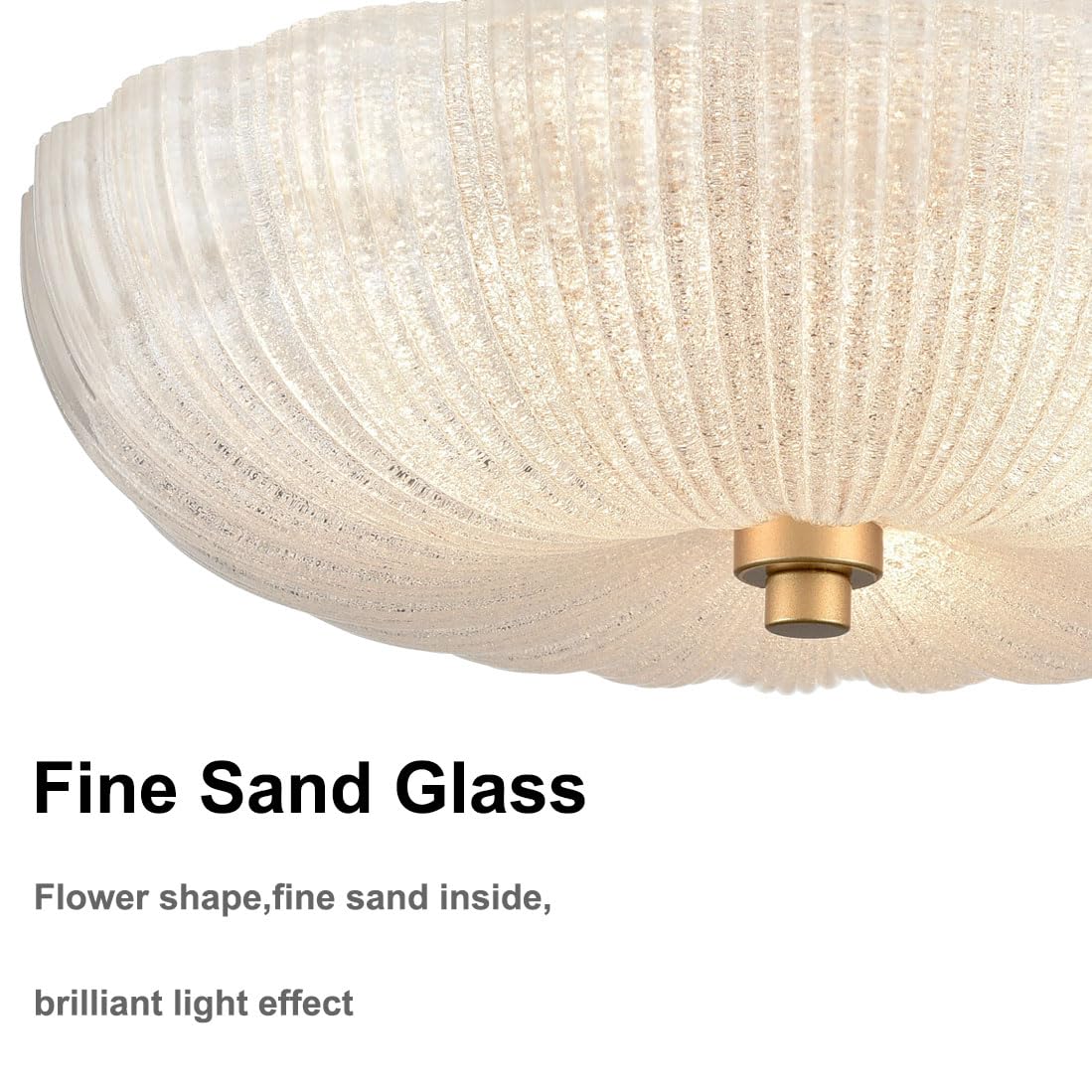 DIRYZON Modern 3-Light Semi Flush Mount Ceiling Light, Brass Finish with Fine Sand Glass, Model B7290-3CU-J