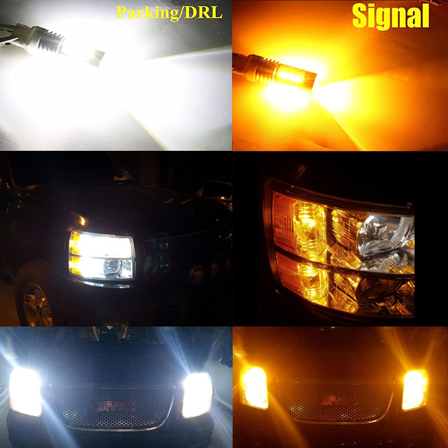 Alla Lighting 7444Na 7443 Led Switchback Bulbs, Dual Color Amber Yellow Turn Signal Lights (Blinker Lamps), 6000K Xenon White Super Bright Parking Lights/Drl 7442 7443A 7443Na 7444 Nak 7443Ak