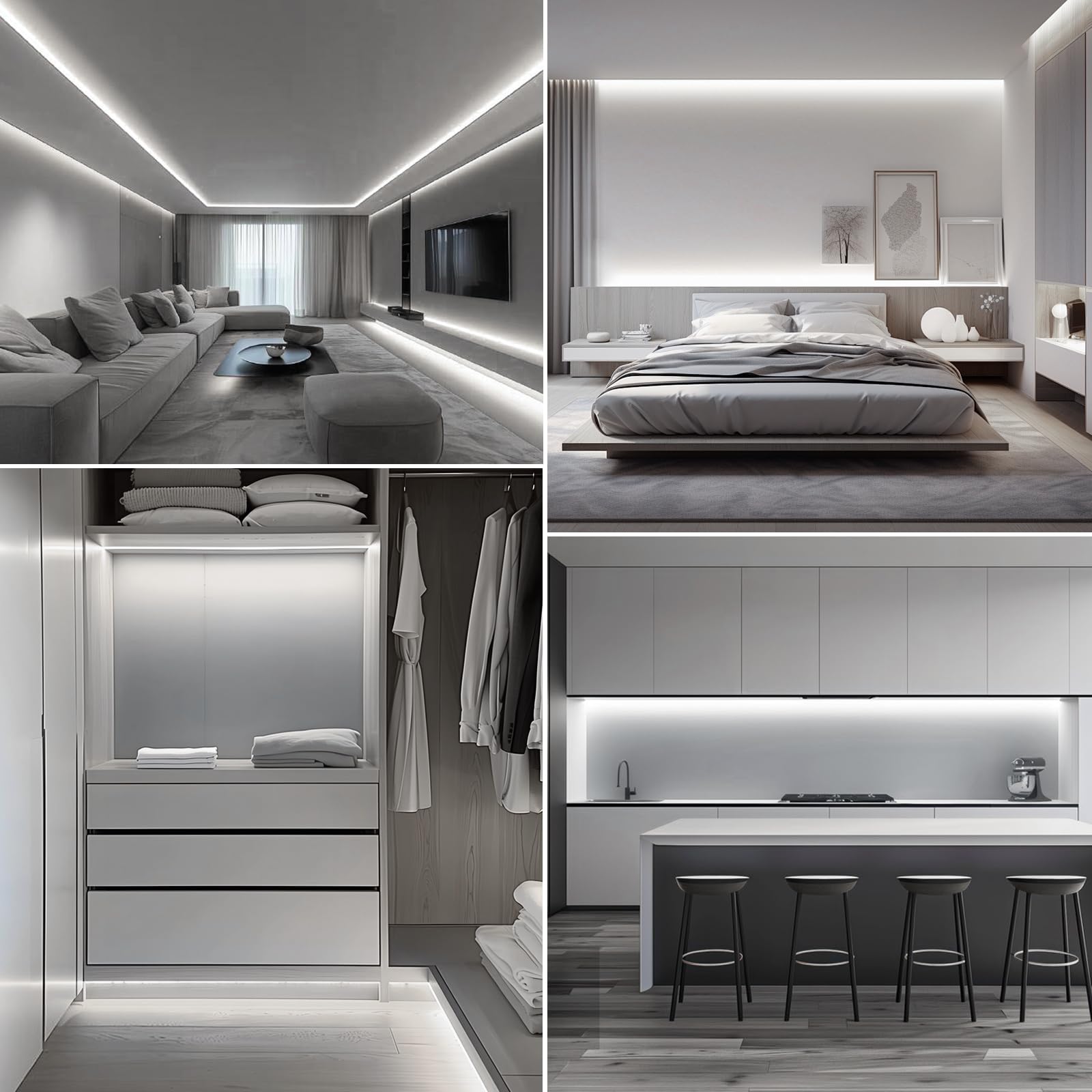 Aimengte 16.4Ft Waterproof Led Strip Lights, 600 Leds, Cool White For Indoor & Outdoor Decor