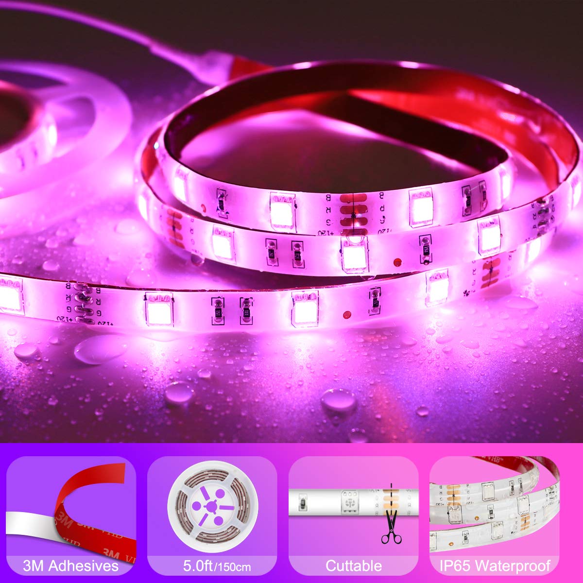 WILLED RGB LED Strip Lights - Motion Activated, RF Remote Control, Color Changing for Under Bed, Stairs, Shelf, Desk & Party Decoration