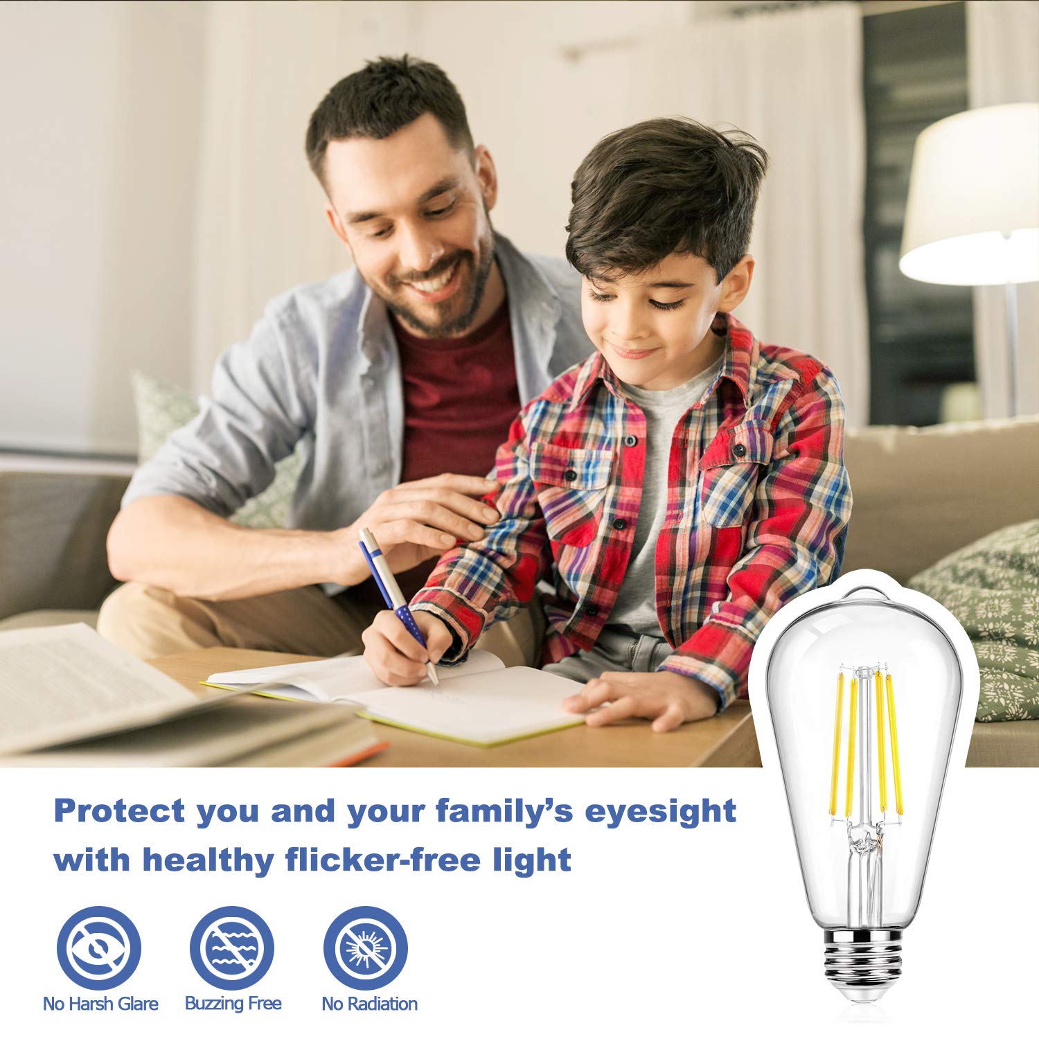 12Packs St64 Large Vintage Led Edison Bulbs, 60W Equivalent 7W, 800Lumens, Dimmable Antique Led Filament, 5000K Cool White, E26