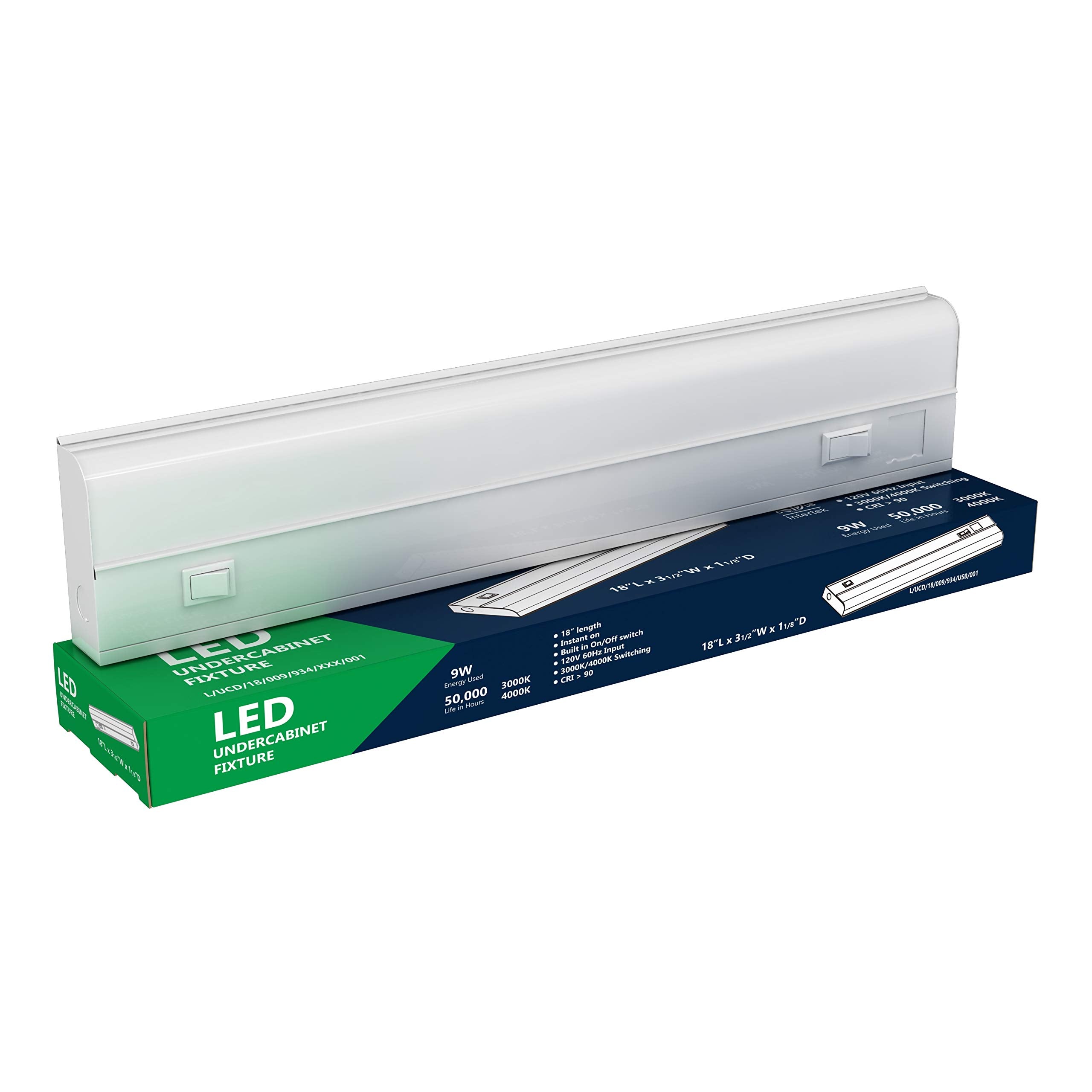 harrrrd 18 Inch Hardwired Under Cabinet Lights, Dimmable, 3000K/4000K, Metal, Model: L/UCD/18/009/934/XXX/