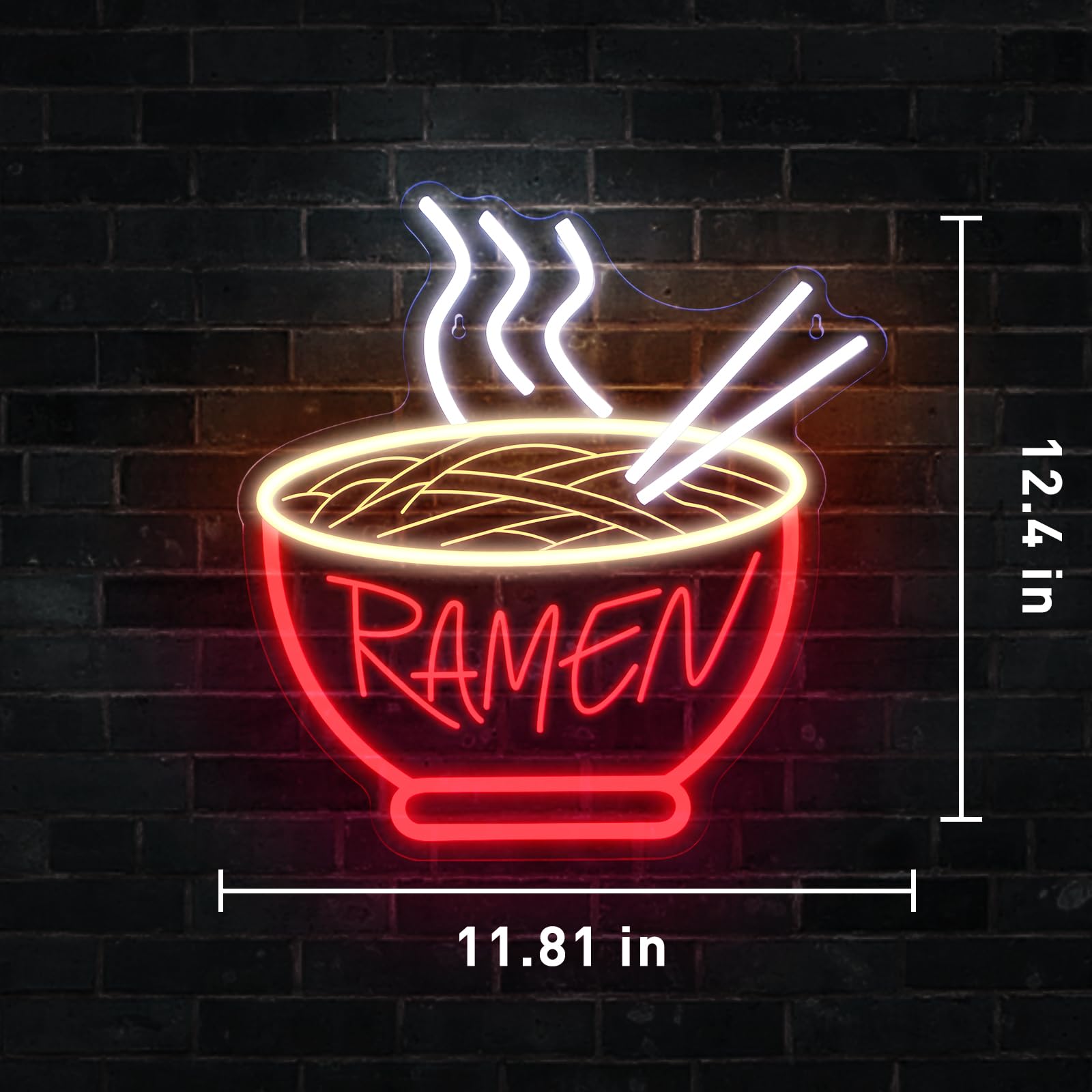 Imegina Red Ramen Neon Sign - 3D Dimmable Led Wall Decor, 11.81X12.4 Inch