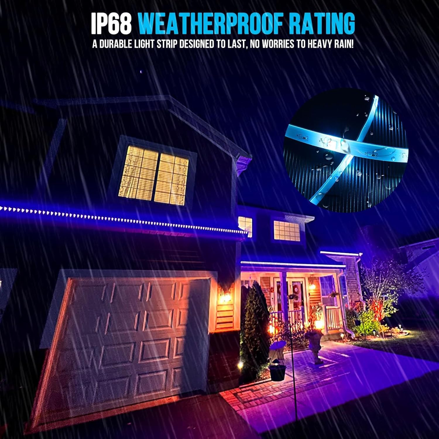 SIFWEX 200ft Outdoor LED Strip Lights, Waterproof IP68, Color Changing, Music Sync, Remote & App Control, Multicolor