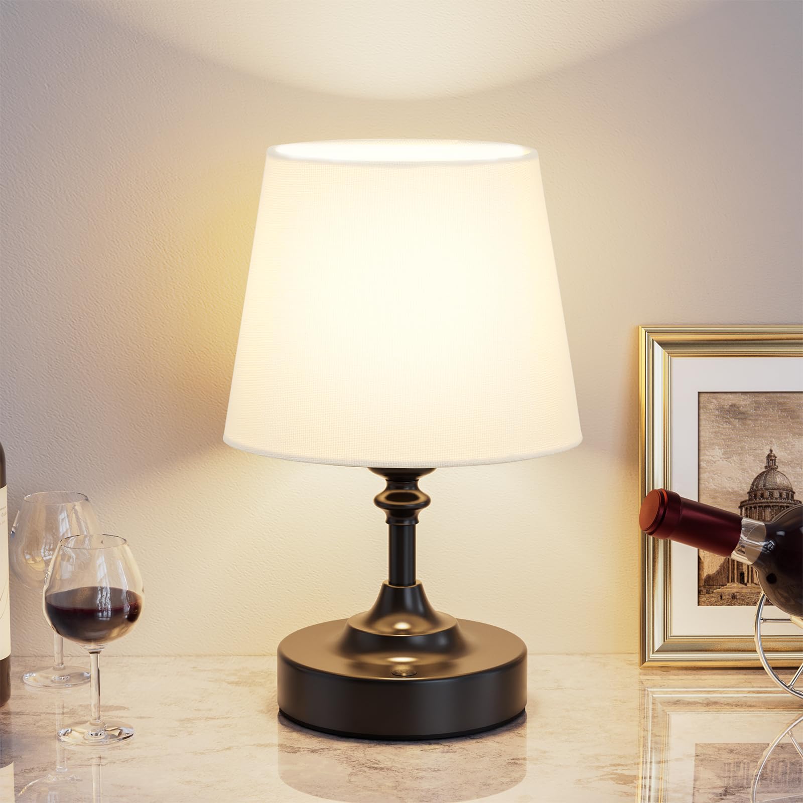 Kakanuo Mini Cordless Table Lamp Black - 1 Pack 4000Mah Battery Operated Lamp For Decor, 3000K Stepless Dimming Touch Control Re