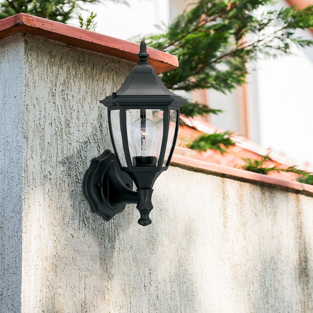 DESIGNERS FOUNTAIN 1-Light Exterior Wall Lantern, White Aluminum, Model 2462-WH, Clear Beveled Glass