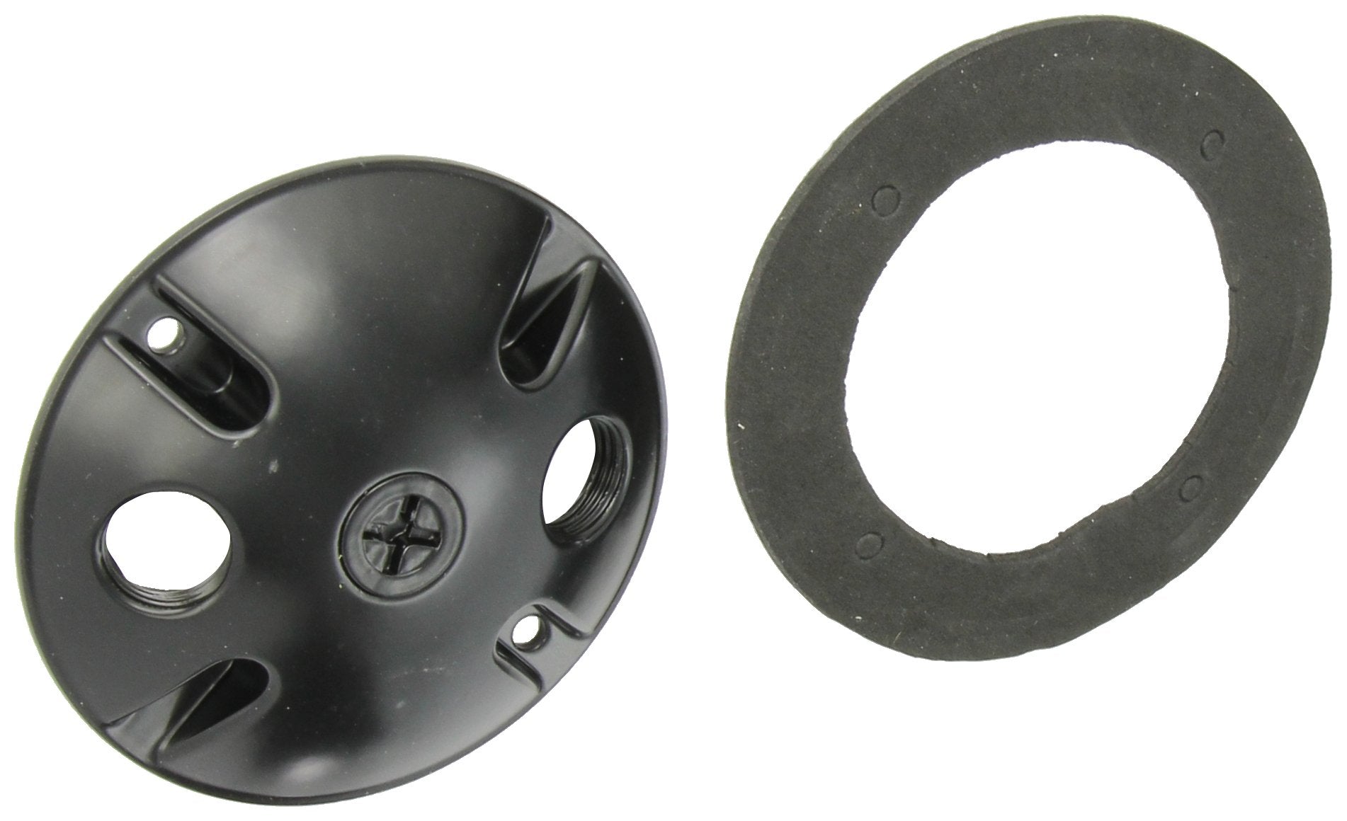 Rab Lighting C103B Die Cast Aluminum Weatherproof Round Cover With 3 Holes, 4-1/2'' Diameter, Black