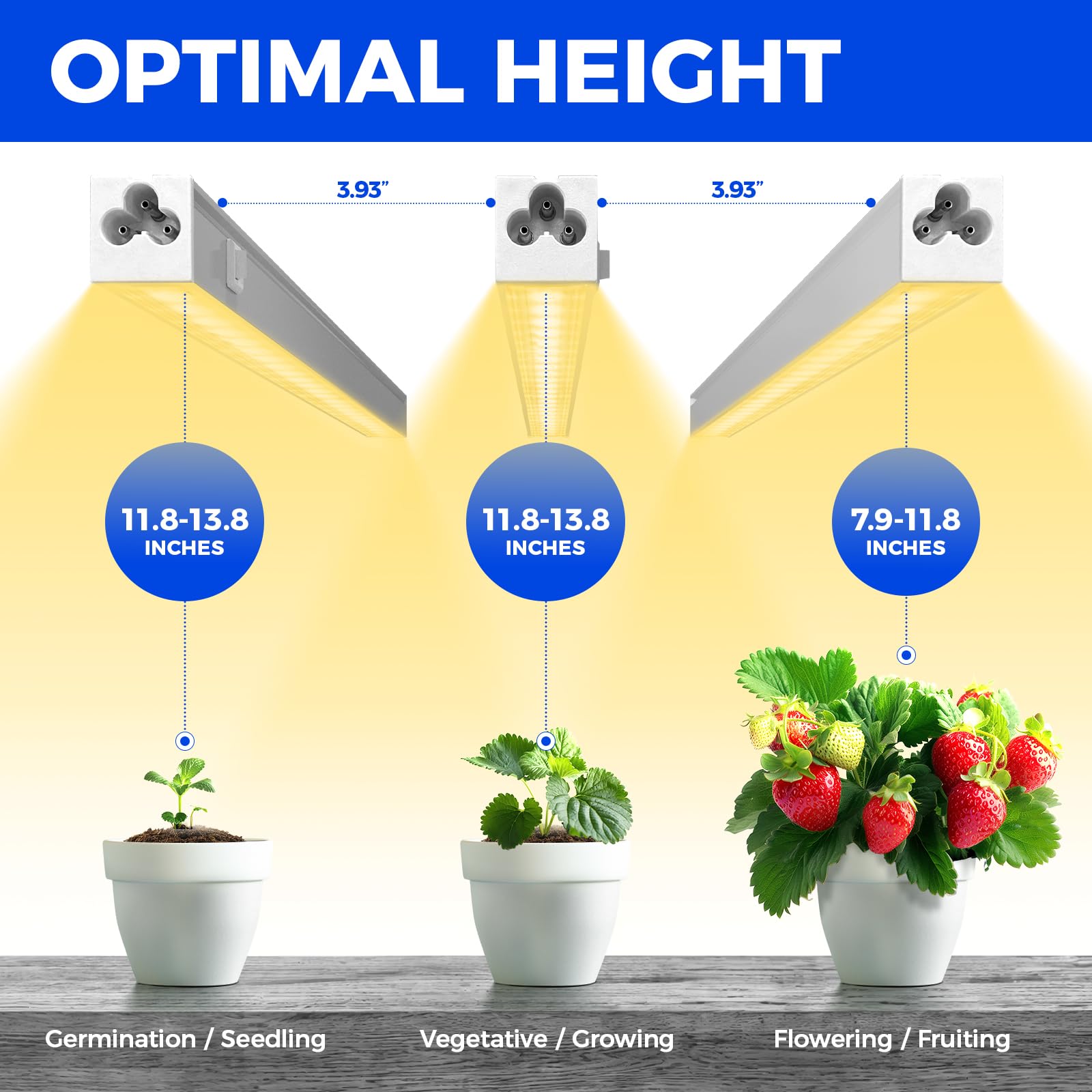 Barrina Grow Lights 1ft LED Plant Light Bulbs, Full Spectrum, Yellow, T5 Grow Light Strip, 8-Pack, Model INWT504009650Ec
