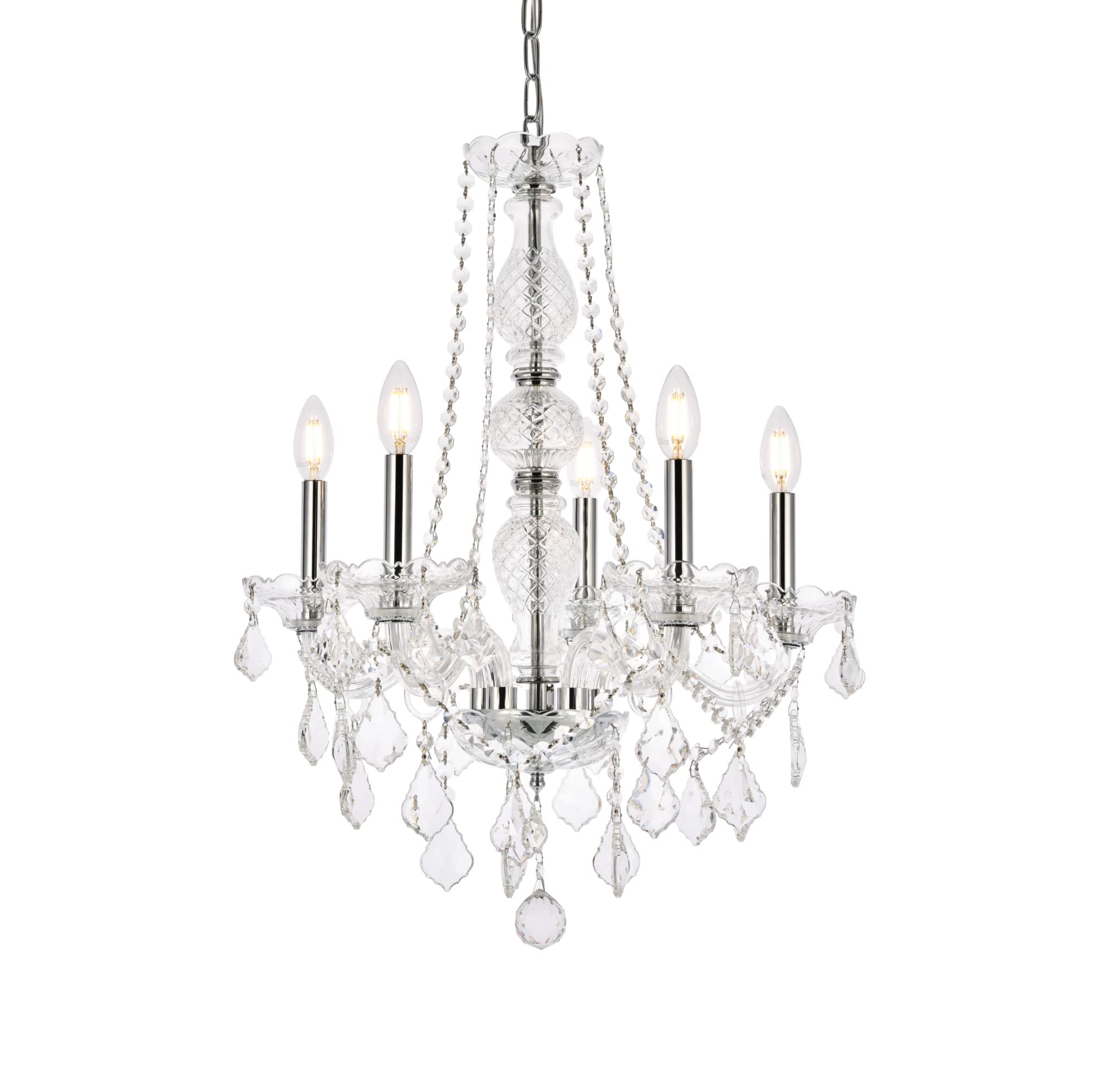 Elegant Furniture Verona 5 Light Chrome Chandelier Clear Royal Cut Crystal