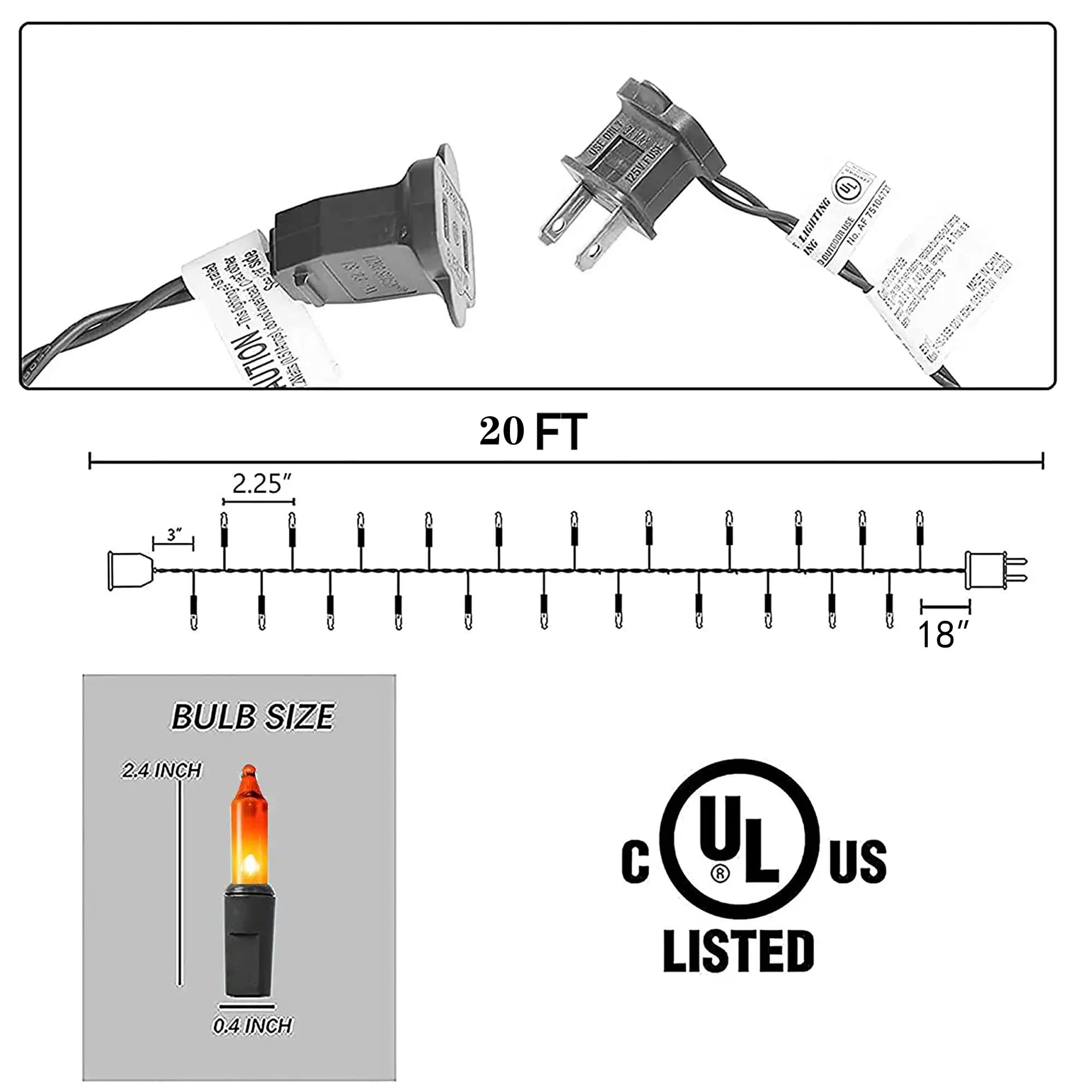 TW SHINE Orange Halloween Lights, 20FT 100 Count Mini String Lights, Waterproof, Model ZF-100-2/SB