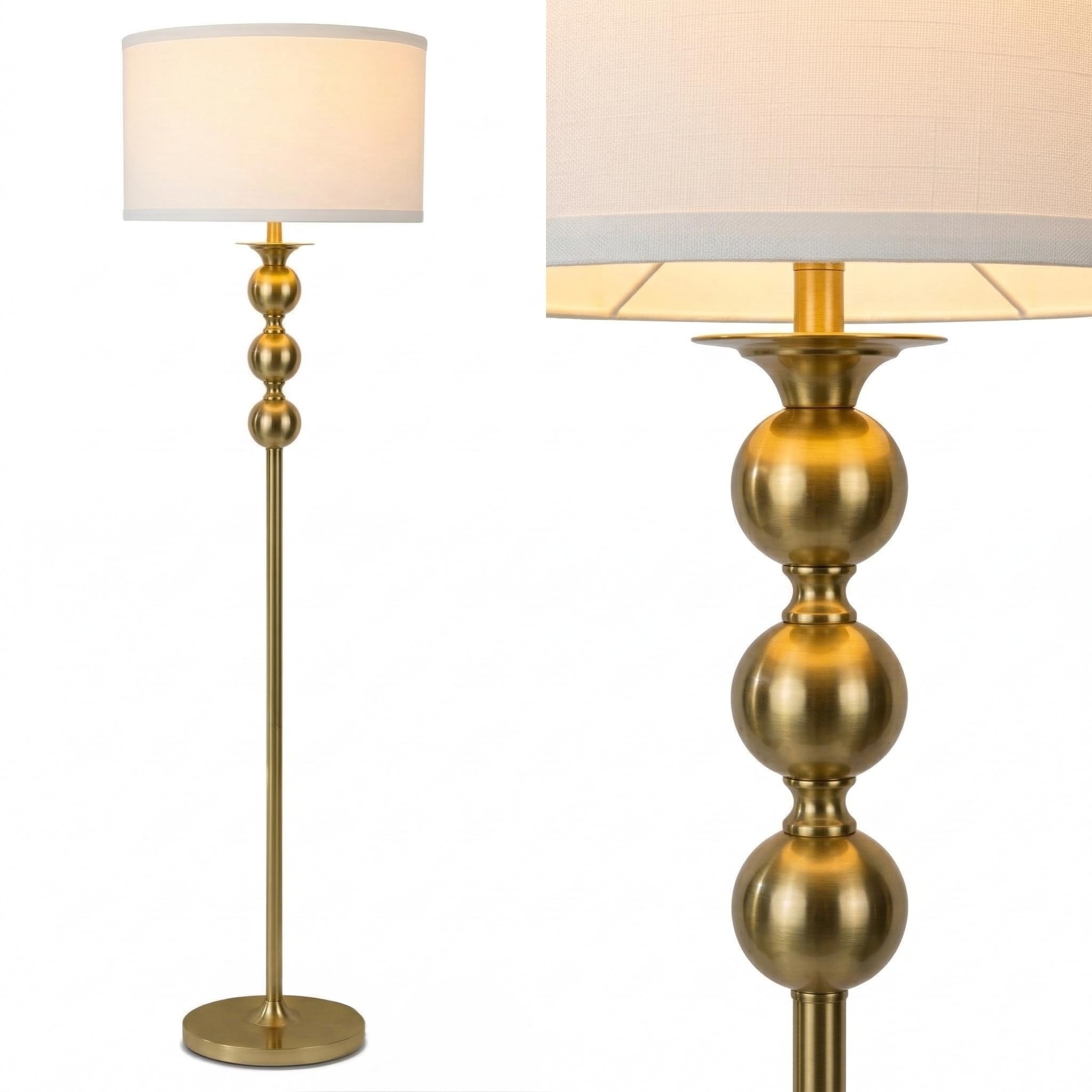 Brightech Riley 60 Floor Lamp, Elegant Modern Standing Lamp with Drum Shade, Boho Chic Mid-Century Living Room D  cor, Classy, T