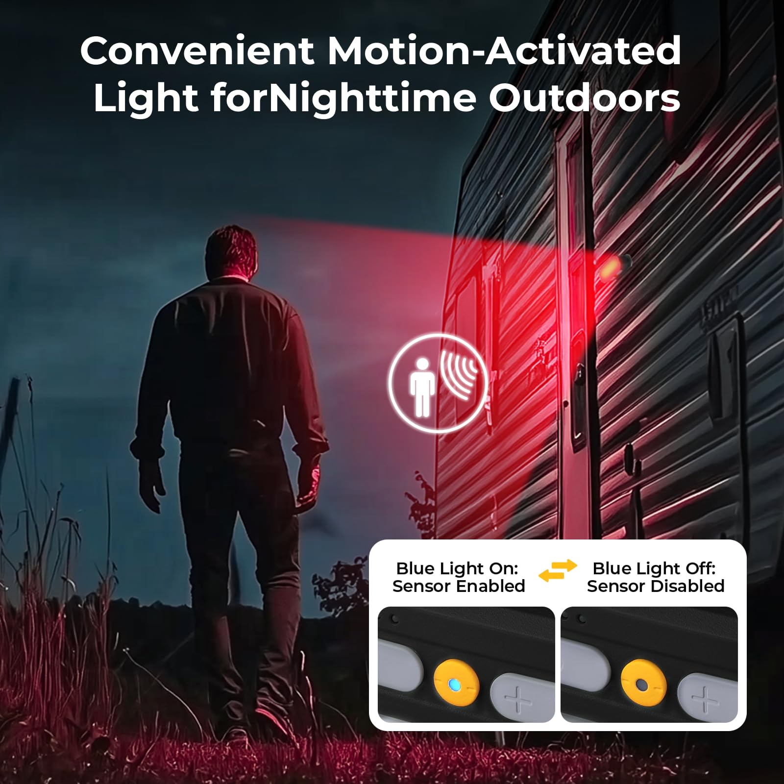 BougeRV Movable Area Light - Rechargeable Camping Lantern, 3200mAh, IP65 Waterproof, Black, Model CL02
