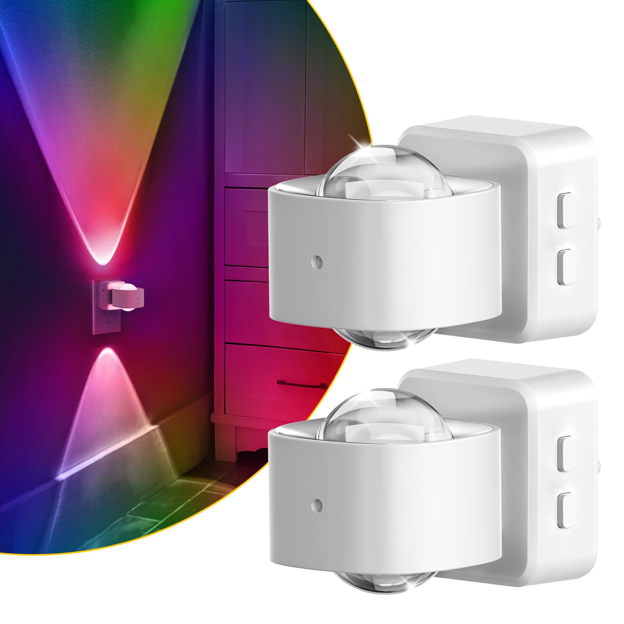 L Lohas Led Night Light  Color Changing Night Lights Plug Into Wall  Rotating White Nightlight  Dusk To Dawn Sensor  Rgb Rainbow Nightlights Projector For Bathroom  Gaming Room  Decor  Gifts 2 Pack