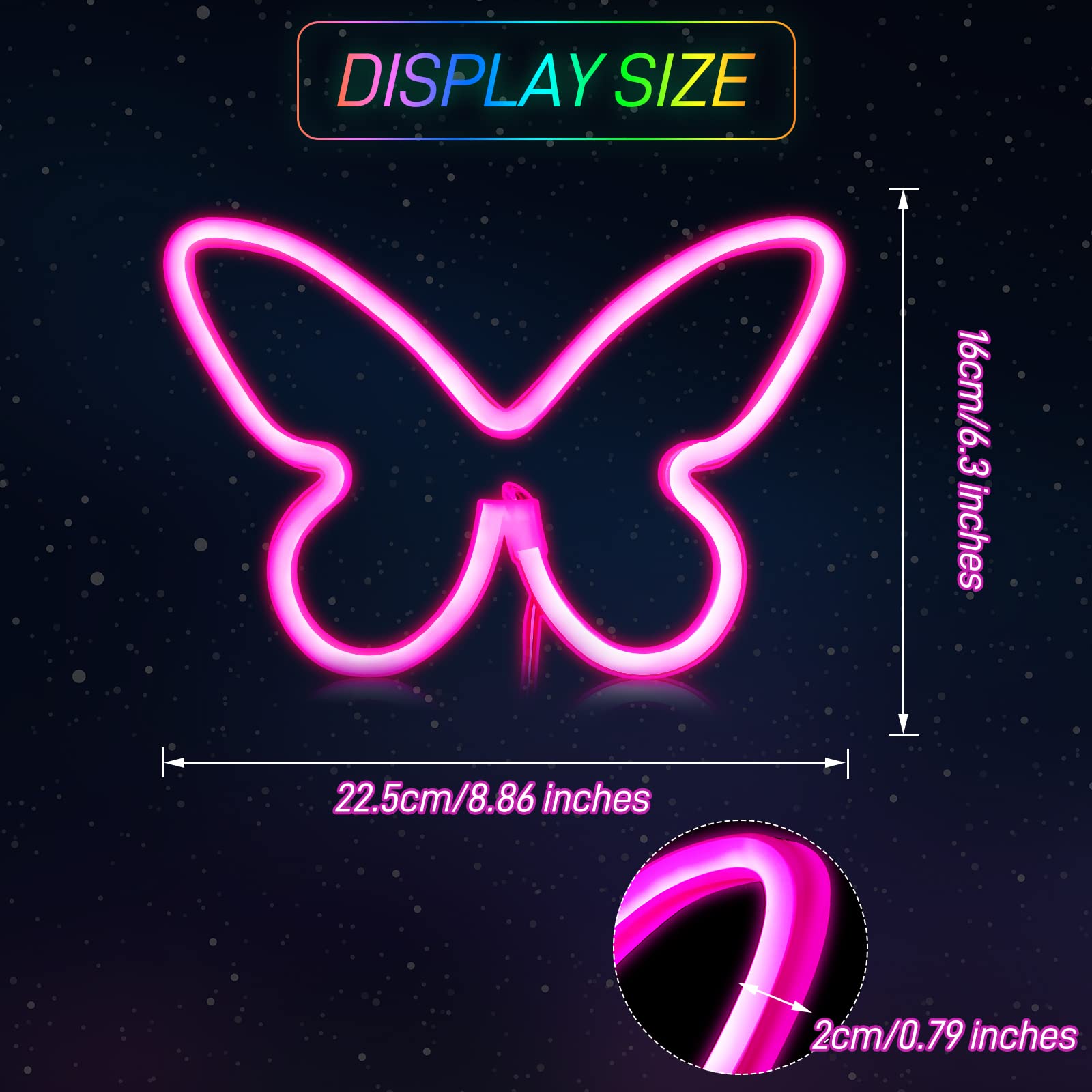 Riakrum Butterfly LED Light Neon Sign, USB & Battery Operated, Pink, Model Riakrum-Butterfly LED Light-781
