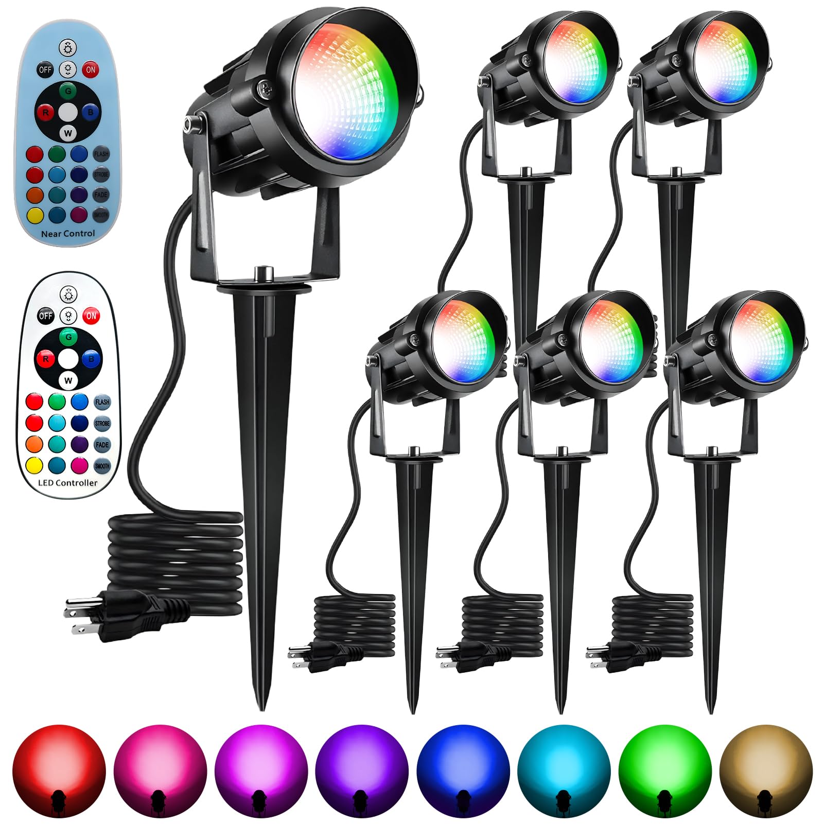 Qeeanmo Halloween Christmas Spotlight Outdoor Color Changing Landscape Spotlights,12W RGBW LED Outdoor Spot Lights for Yard Gard