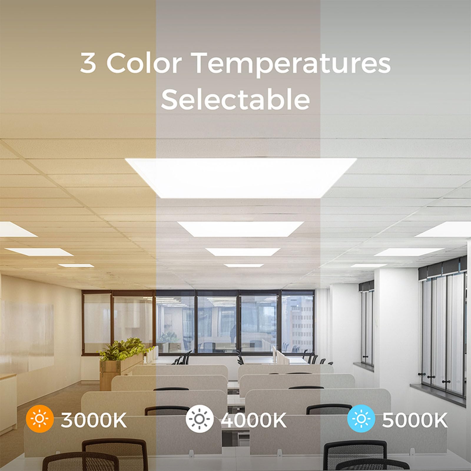 Comiled 24 Pack 2X4 Led Flat Panel Light Drop Ceiling 0-10V Dimmable, 30/40/50W & 3000K/4000K/5000K Selectable, For Office, Shop