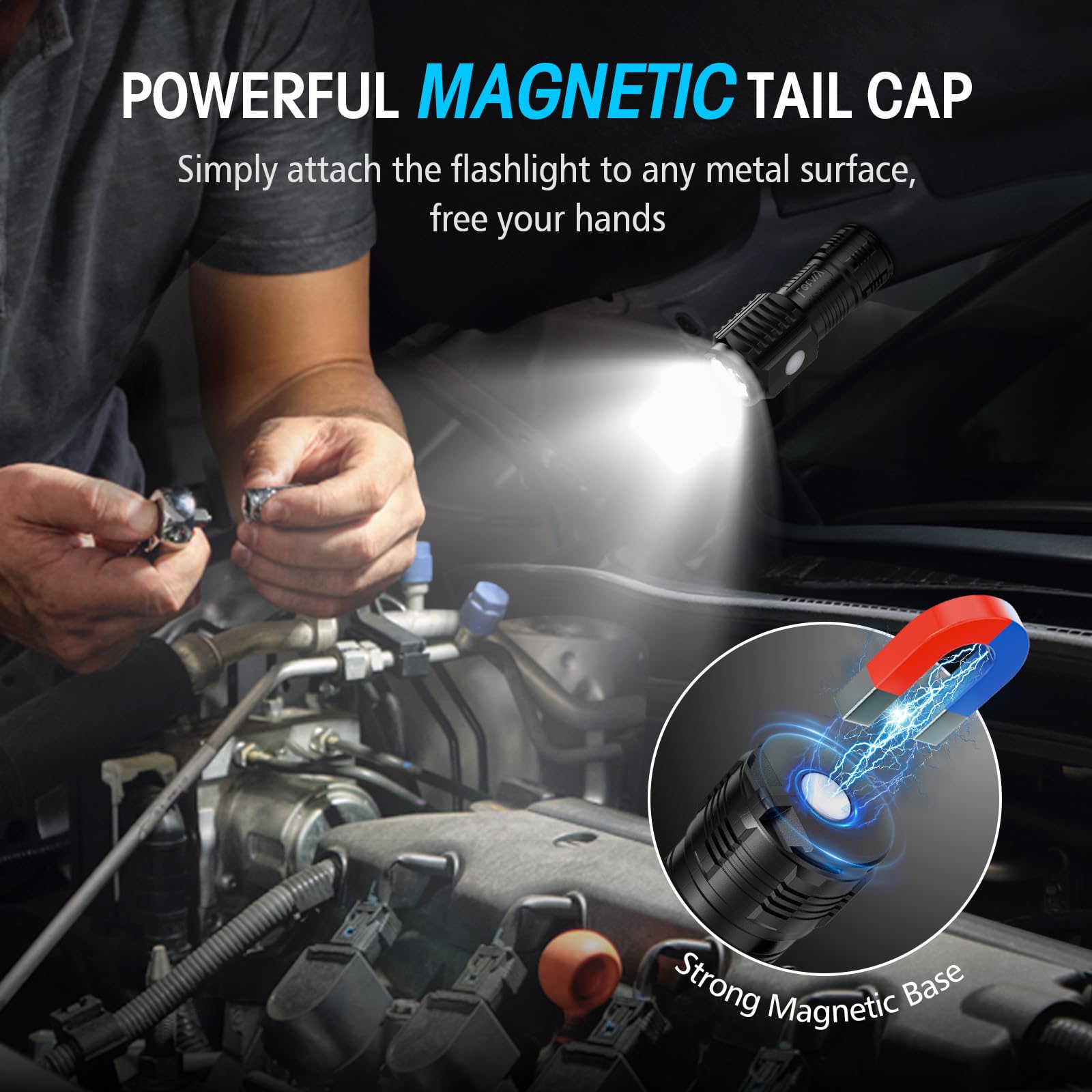 Letmy Rechargeable Mini Flashlights With Magnetic Base, 4 Pack Bright 3 Led Flash Lights, Small Edc Flashlight With Belt Clip, 4