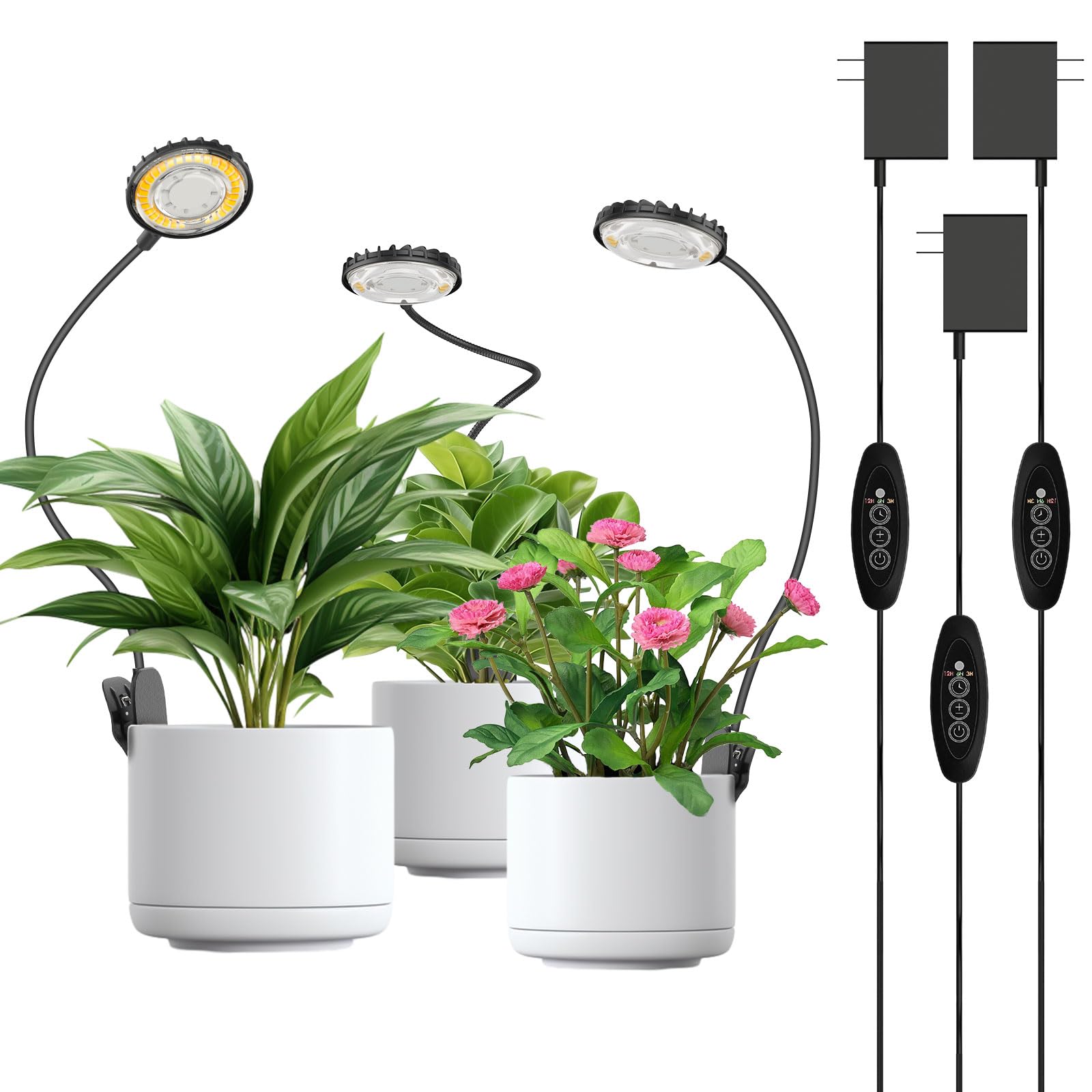 SGLEDs Plant Grow Lights Indoor, Pot Clip On Grow Light for Indoor Growing, Full Spectrum LED Plant Growing Lamp with Auto Timer