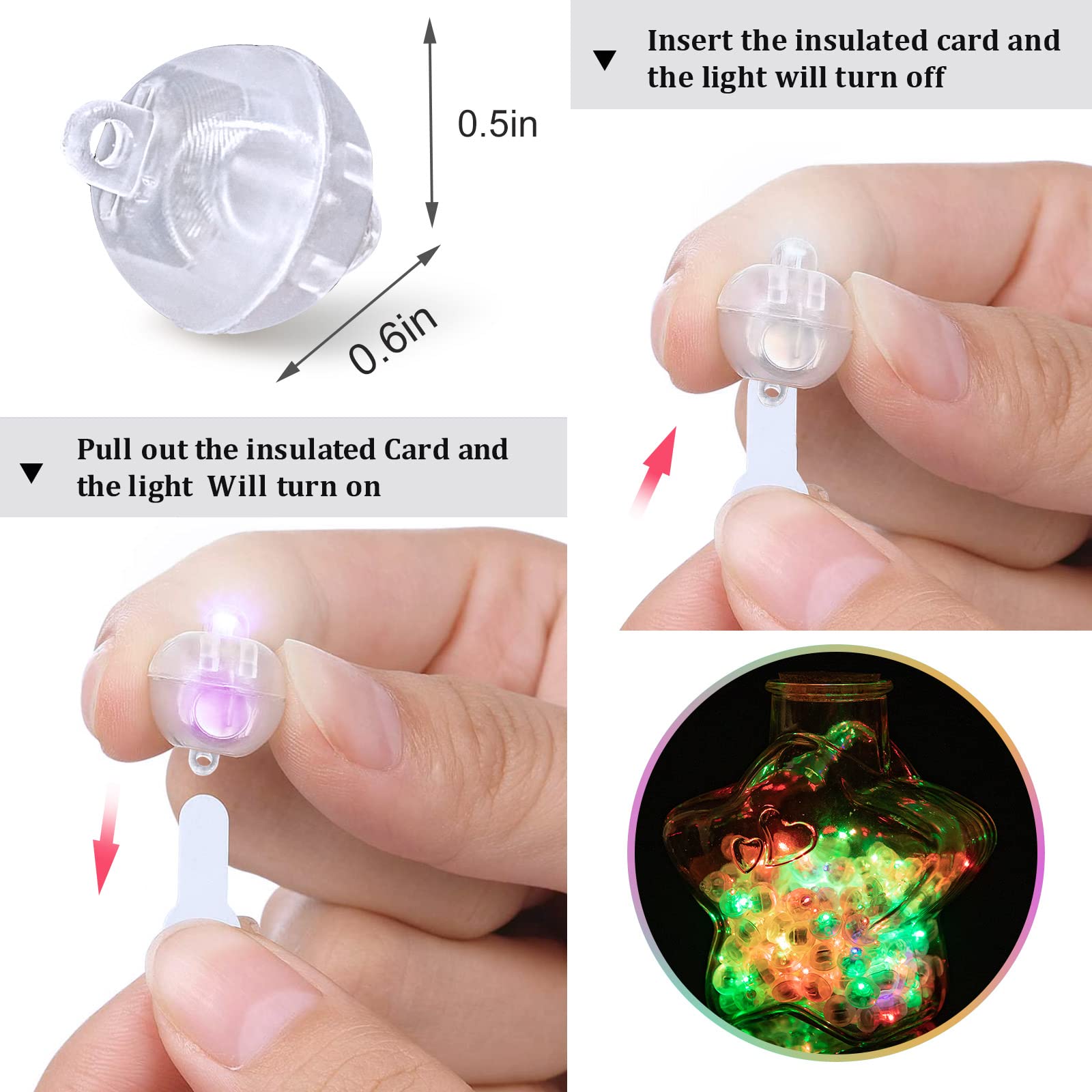 Aogist 100 Pcs Multicolor LED Balloon Lights, Mini Round Lights for Party Decor, Model XL0615, Ideal for Easter, Weddings, and Events