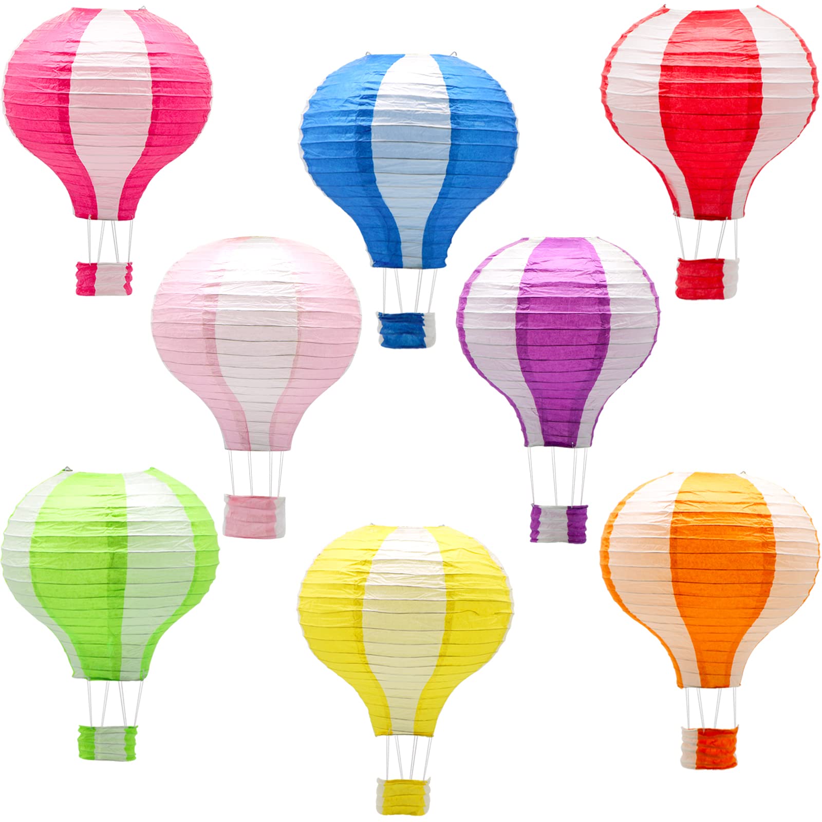 Hanging Hot Air Balloon Paper Lanterns Set, Party Decoration Birthday Wedding Christmas Party Decor Gift, 12 Inch, Pack Of 8 Pieces