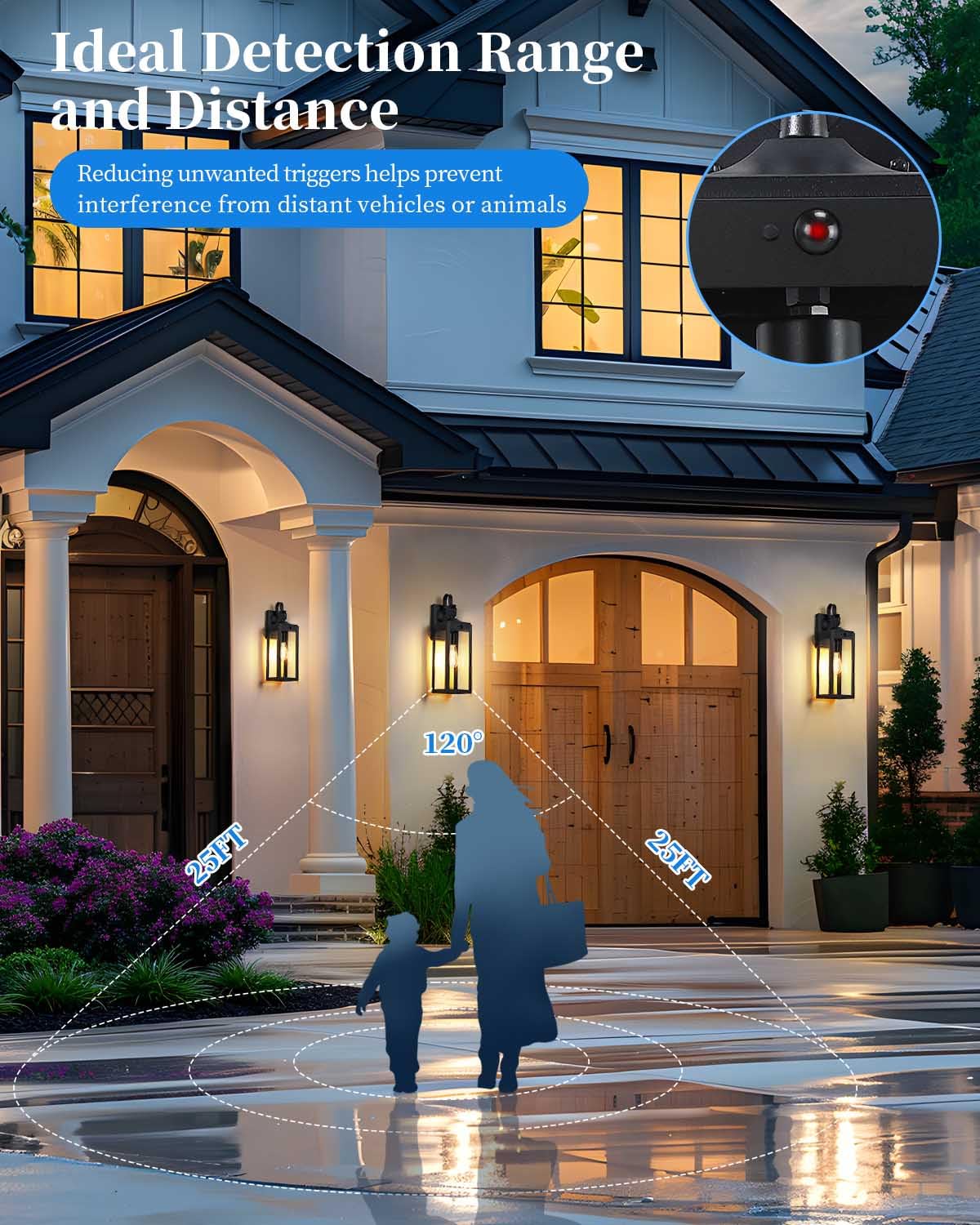 MYHXQ 18'' Motion Sensor Outdoor Lights - Black Metal Wall Sconces, Dusk to Dawn, 2 Pack, Modern Design for Porch and Garage