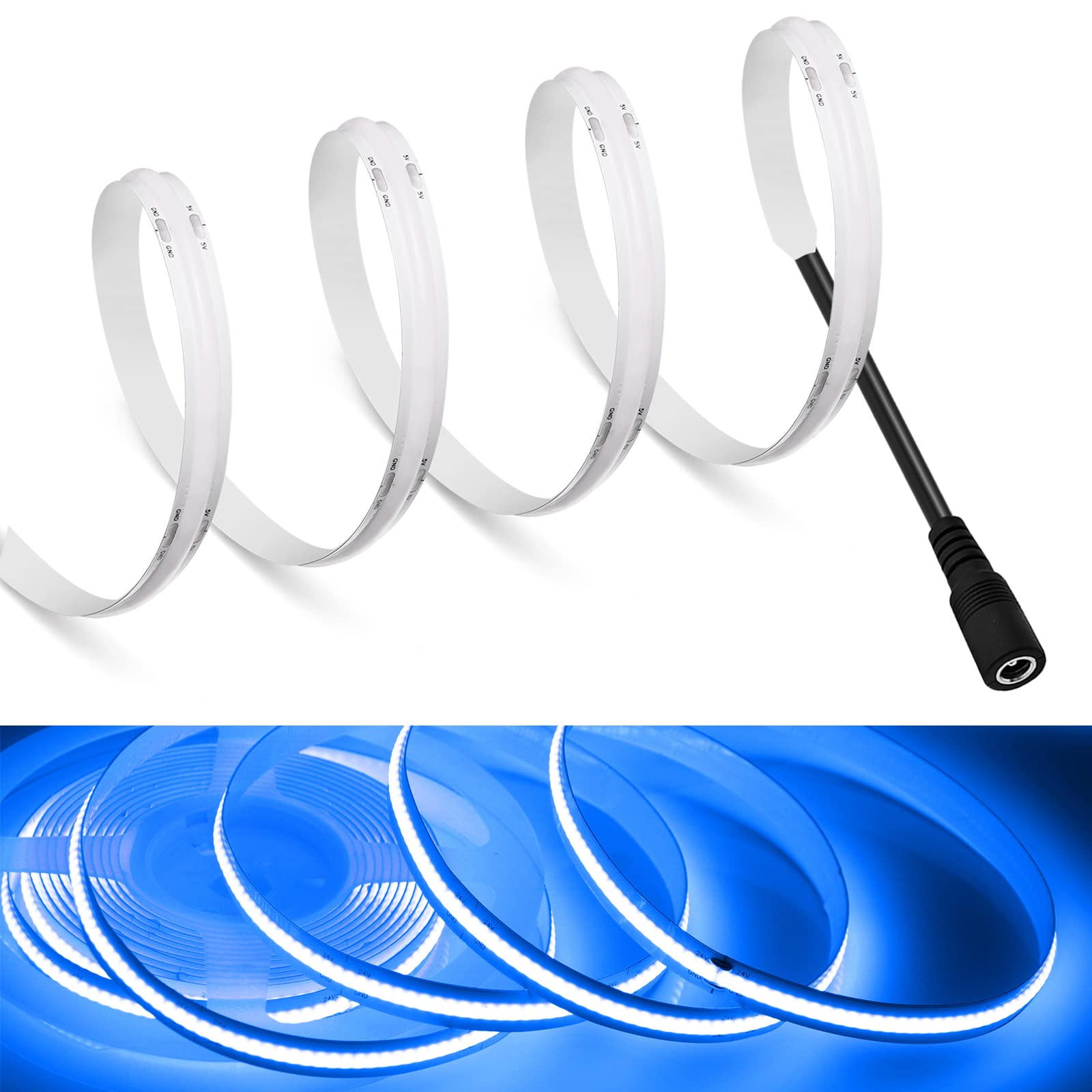 MDee COB LED Strip Lights 9.84ft DC12V Flexible Blue 320 LEDs/m 800LM/m for Indoor/Outdoor D?or