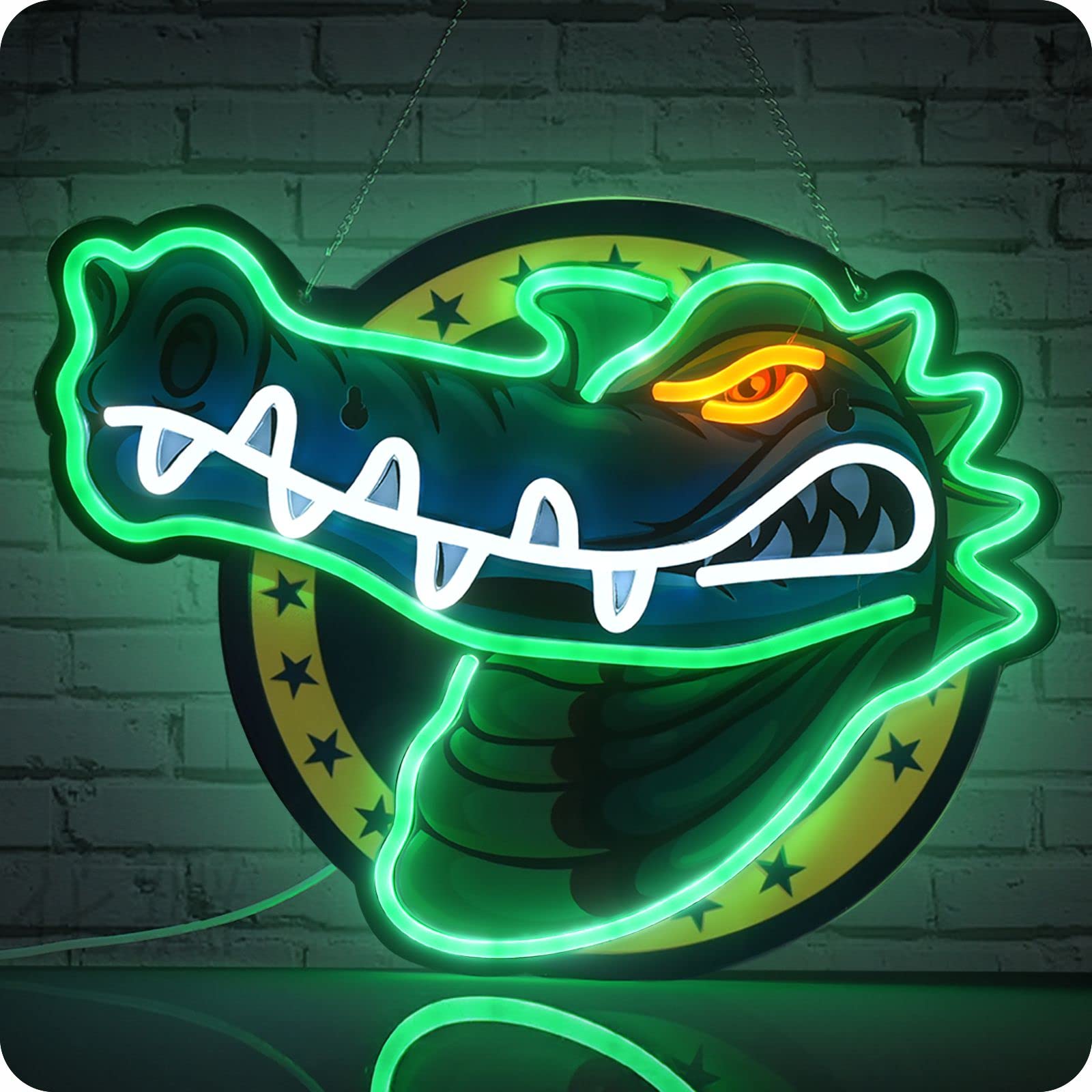 Alligator neon signs, crocodile Neon Sign for wall decor, USB LED neon sign, bar pub store club garage bedroom, home artwork (Alligator)