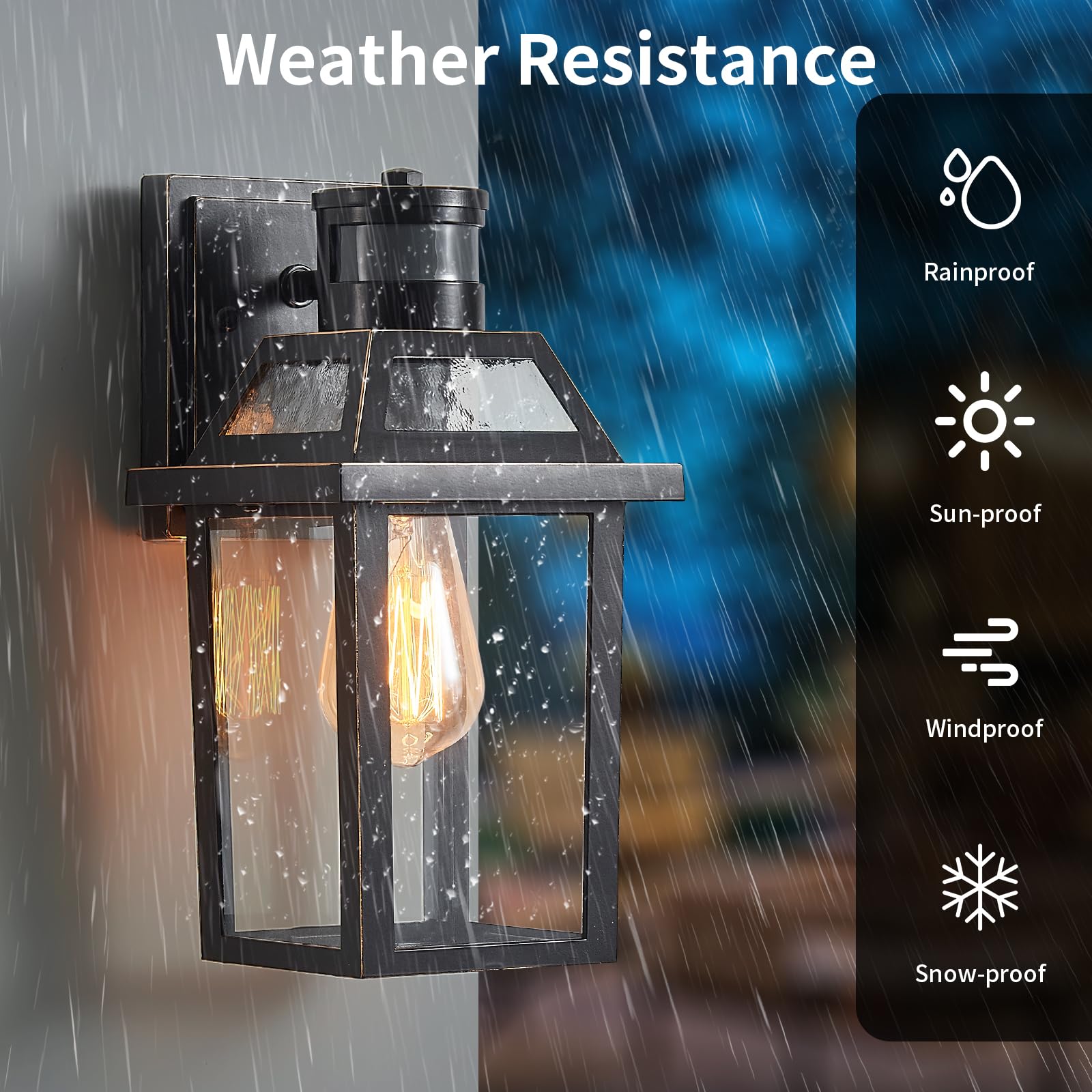 Motion Sensor Outdoor Wall Lights  Porch Light Outdoor 3 Lighting Modes  Dusk To Dawn Exterior Light Fixture  Waterproof  Outside Lights For House Front Door Patio Garage 1 Pack (Black)