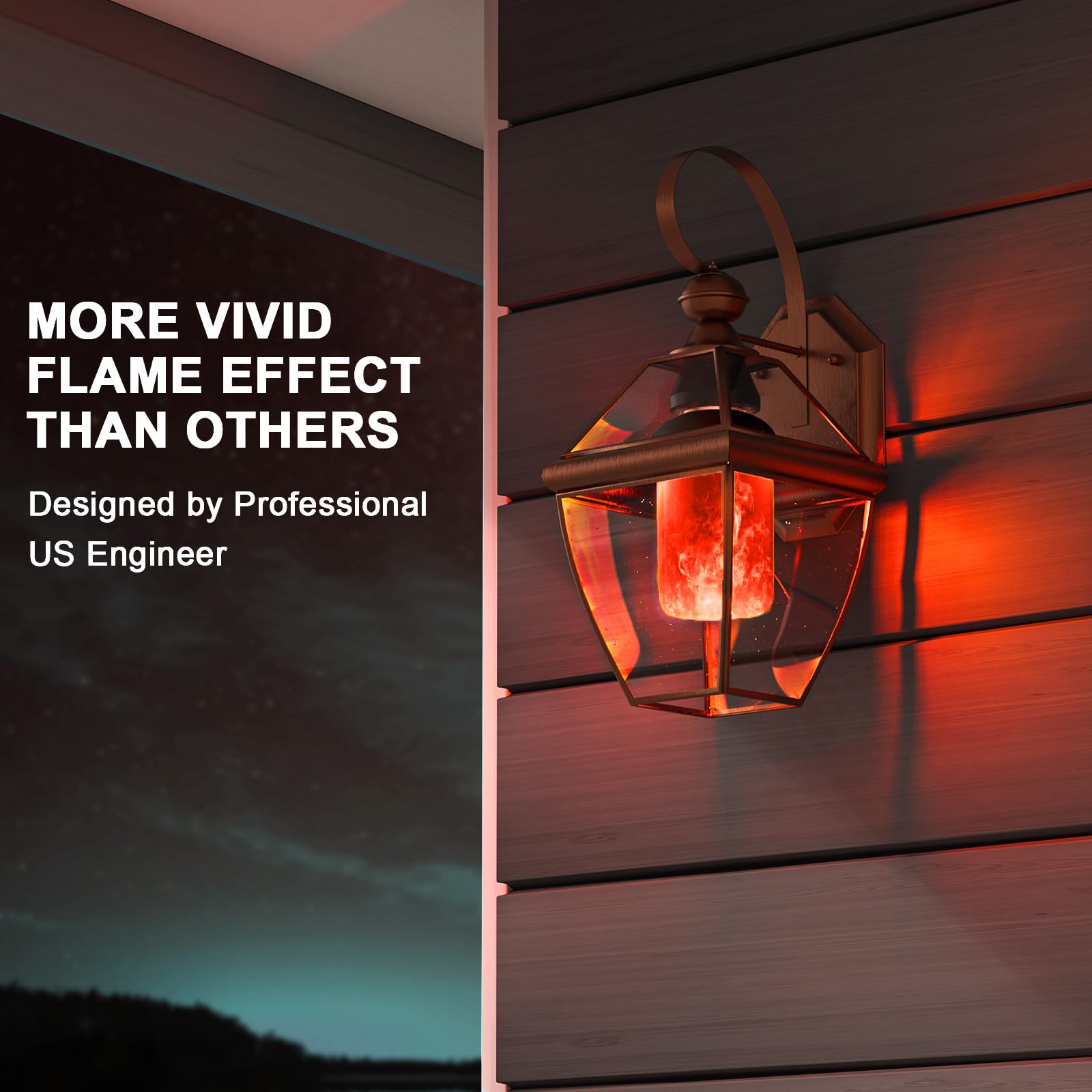 Hompavo ?Upgraded Led Flame Light Bulbs, 4-Mode Flickering Light Bulbs With Upside Down Effect, E26/E27 Flame Bulb For Halloween Christmas Party Indoor And Outdoor Home Decoration - 2 Red