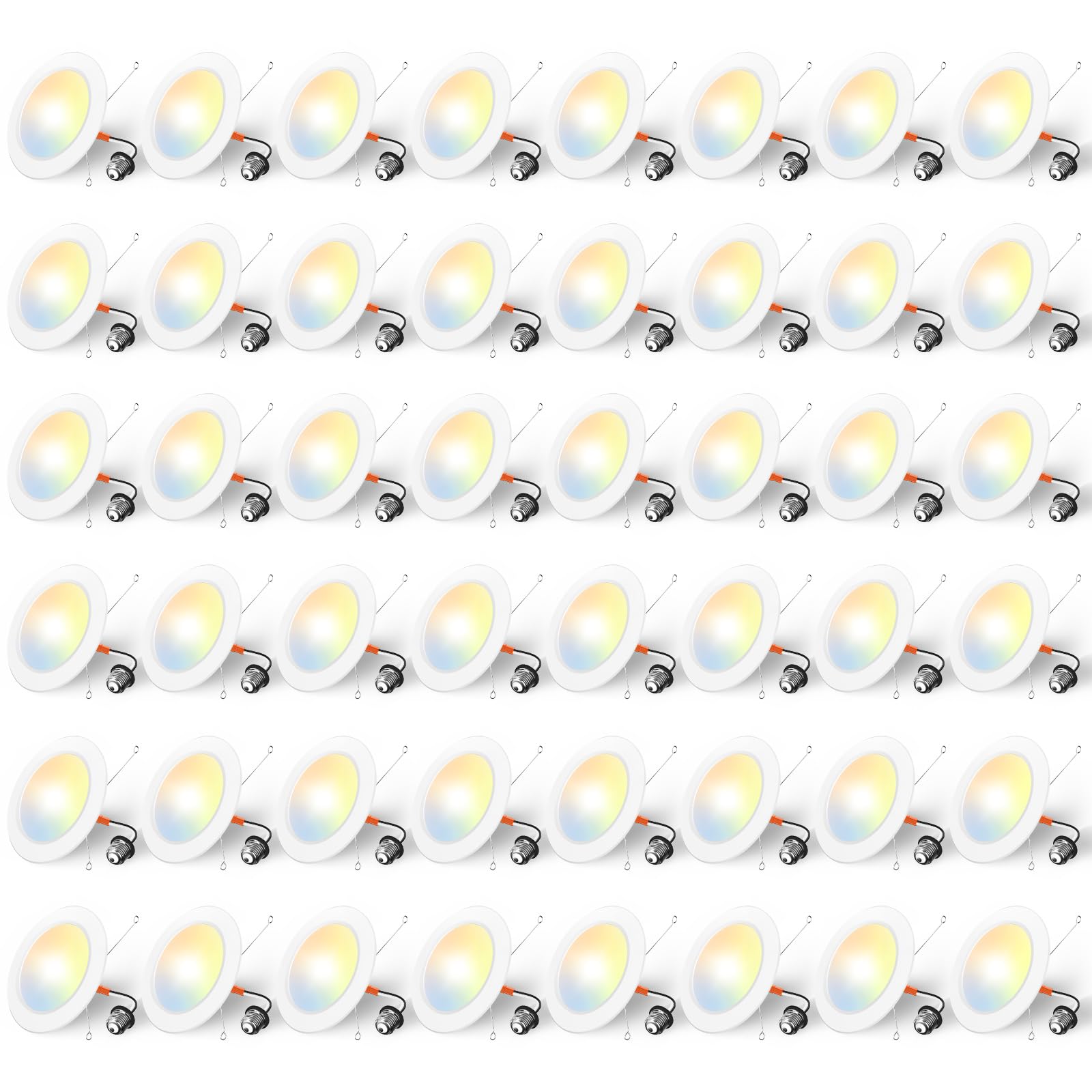 Amico Recessed Lighting 5/6 Inch, 48 Pack 5CCT Flat LED Can Lights, 2700K/3000K/4000K/5000K/6000K Selectable,12W Eqv 120W, 1050L