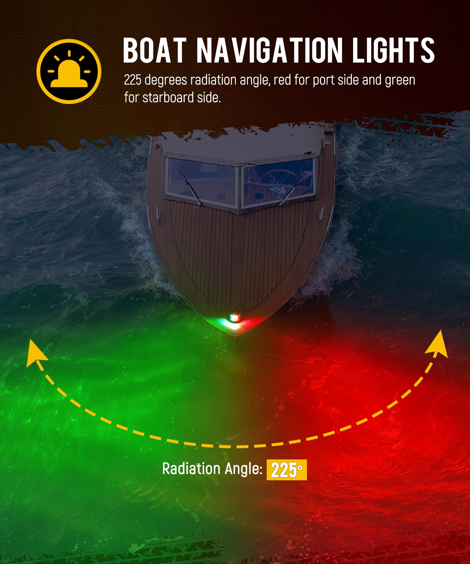Partsam Marine Boat Bow Lights, 24 LED Red and Green Navigation Light, for Pontoon Yacht Skiff, Green